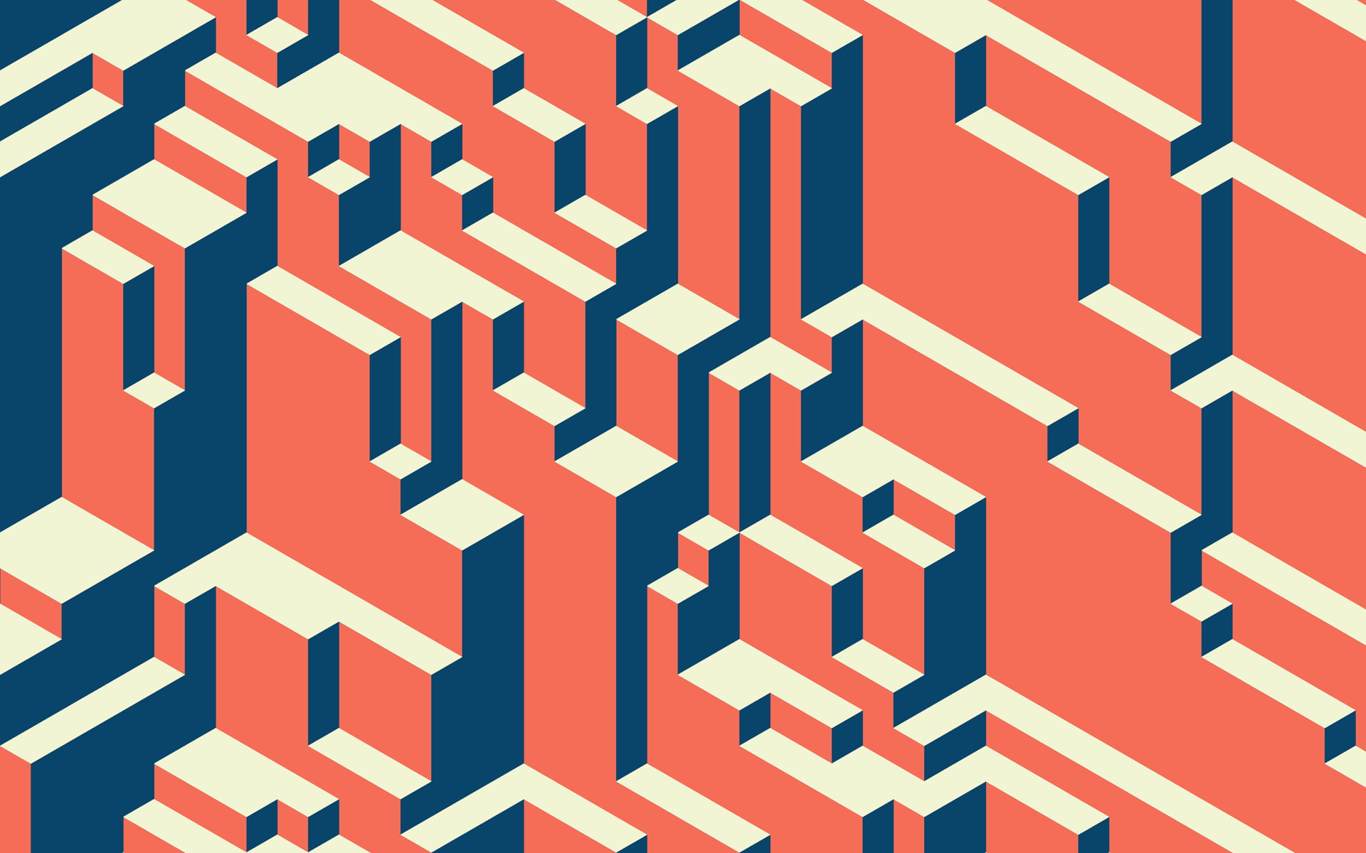 red, fractal, abstract, vector, minimalism, white, 3D, blue, square, 1080P, HD Wallpaper