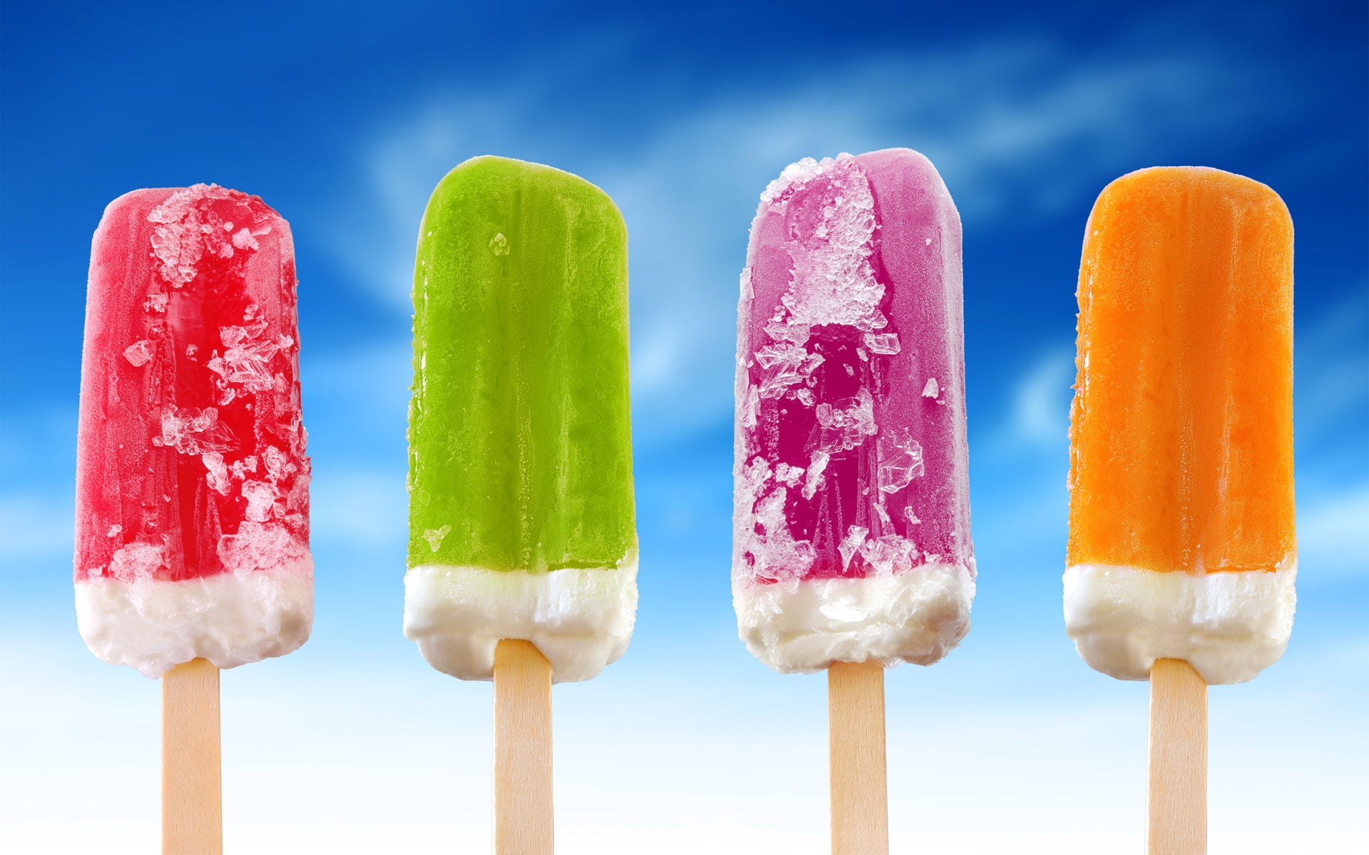 refreshment, cream, sweet, close-up, ice, white, tasting, blue, four, temptation, side by side, multi Colored, dessert, freshness, flavored Ice, ice Cream, HD Wallpaper