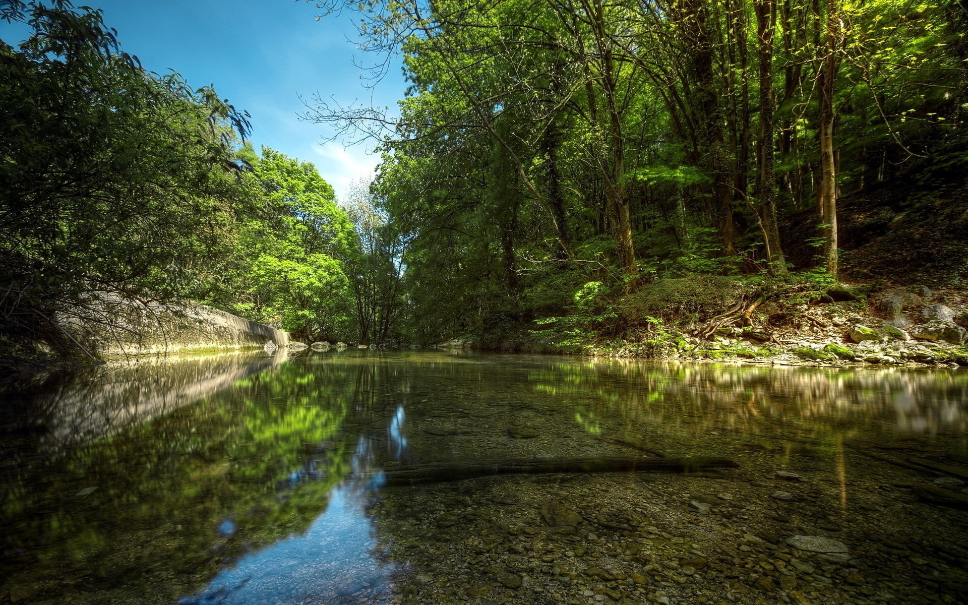 lake, background nature image 1920x1200, no people, outdoors, flowing water, water, beauty in nature, reflection, day, scenics - nature, tranquil scene, HD Wallpaper