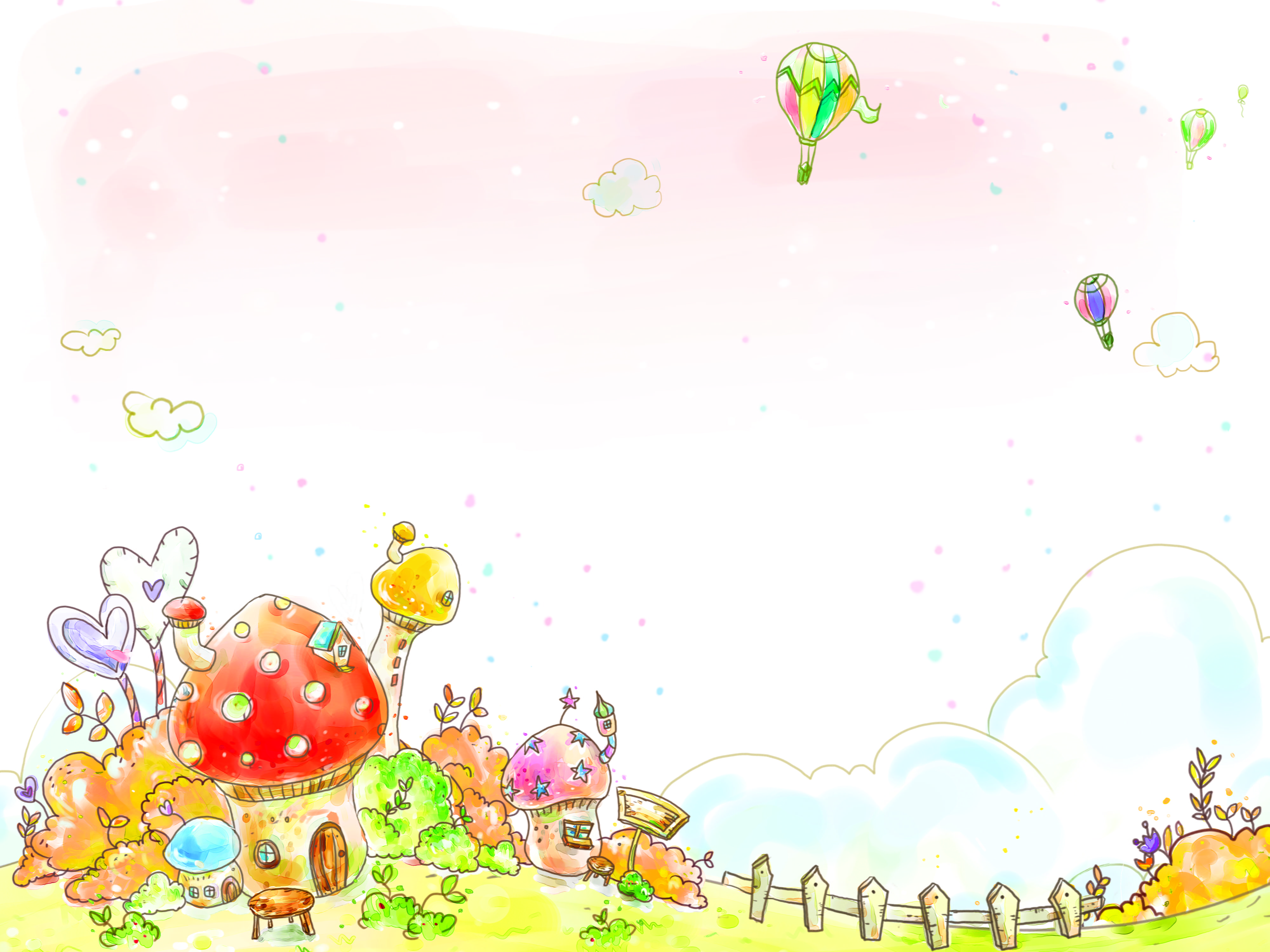animal representation, mushroom, house, hearts, ornate, design, falling, event, pink Color, art and craft, balloons, baby, cute, decoration, party - Social Event, HD Wallpaper
