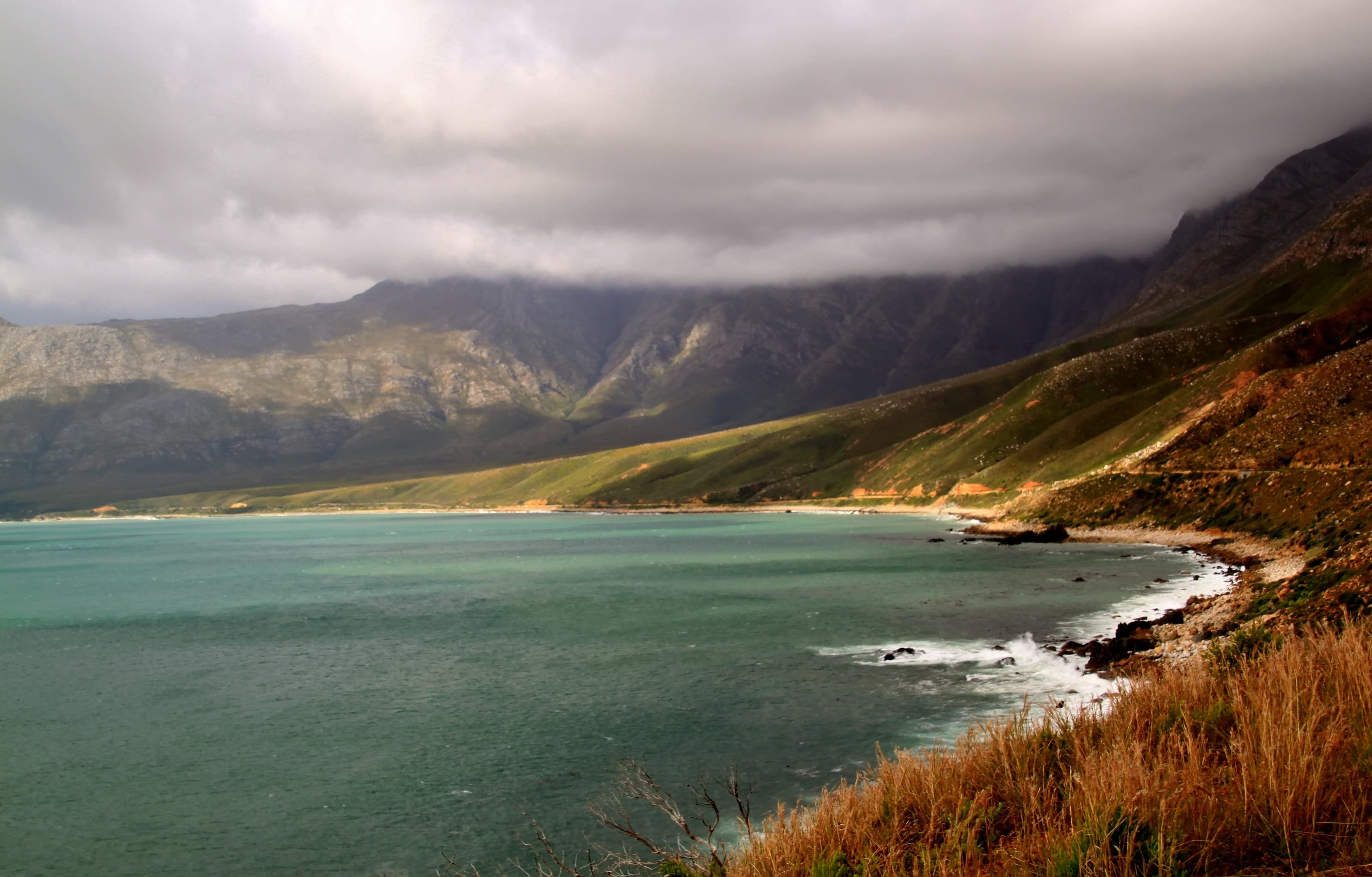 land, clouds, mountain range, outdoors, weather, nature paradise, sea, color, western cape, nature, mountaints, sky, water, cloud - sky, scenics - nature, HD Wallpaper