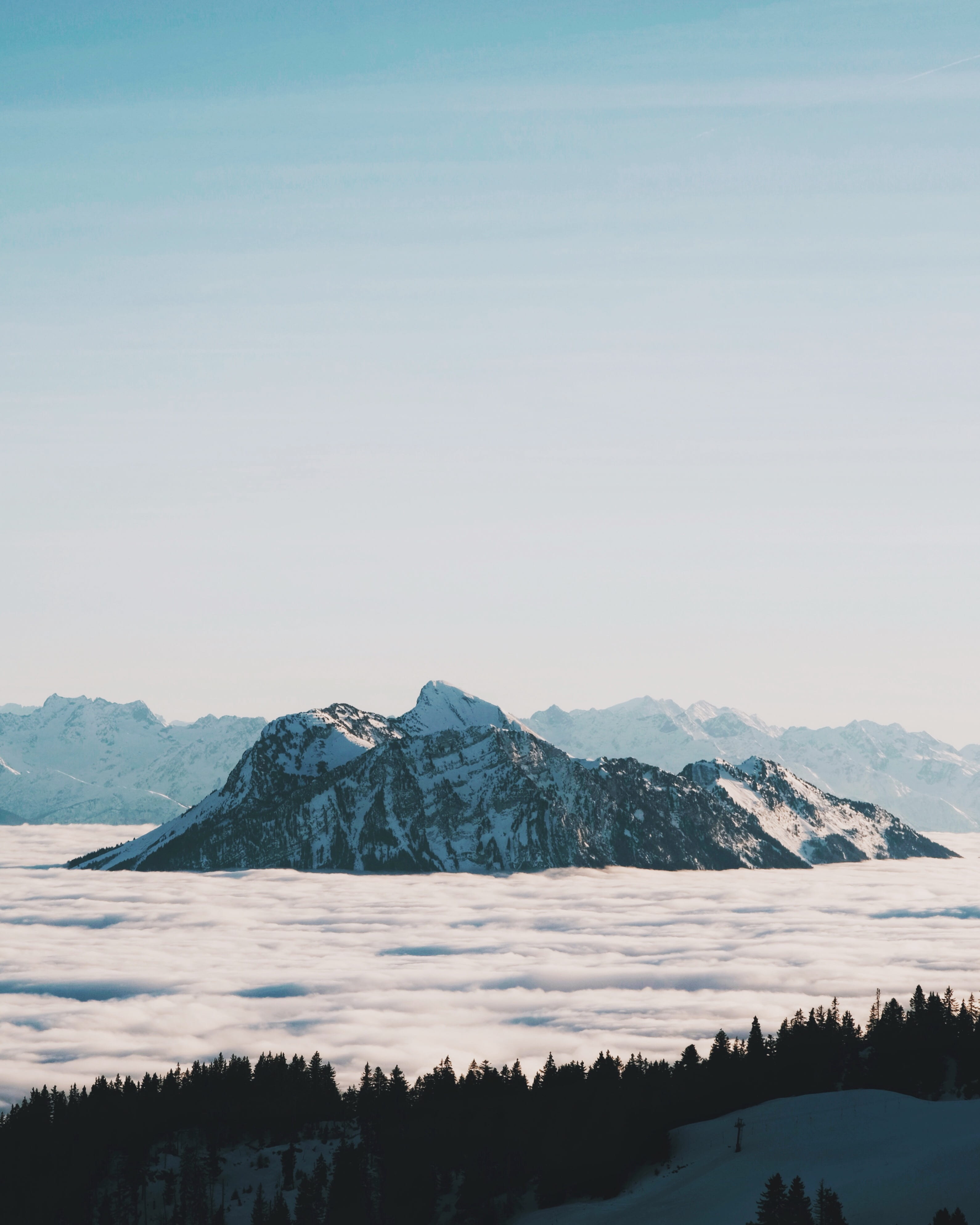 non-urban scene, h, idyllic, cold temperature, mountain, tranquil scene, environment, copy space, d, nature, covered, l, snow, clear, scenics - nature, Phone HD Wallpaper