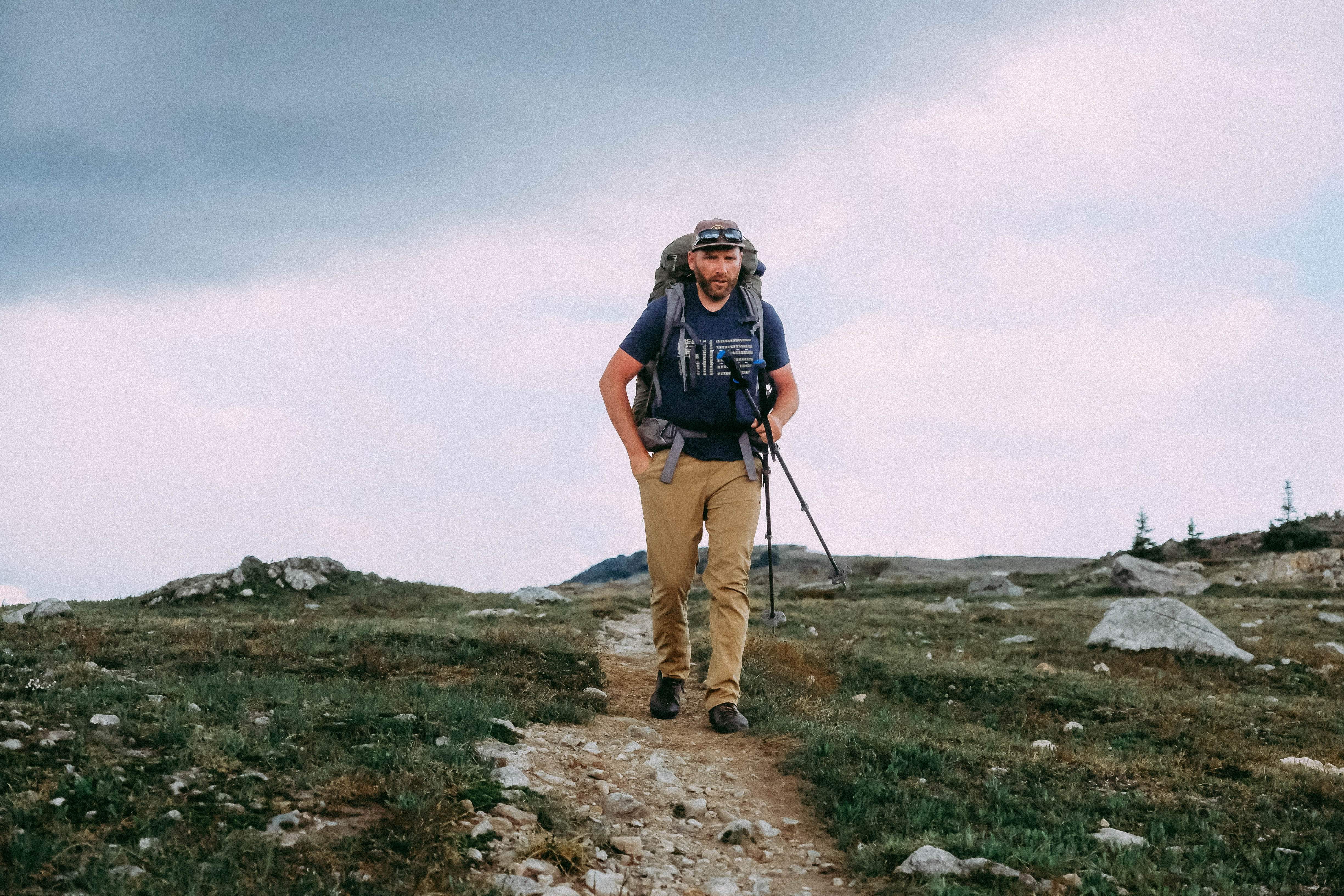 sky, carrying, rock - Object, people Traveling, walk, candid, hiking, one Person, guy, camp, nature, beard, summer, landscape, outdoor, extreme Terrain, HD Wallpaper