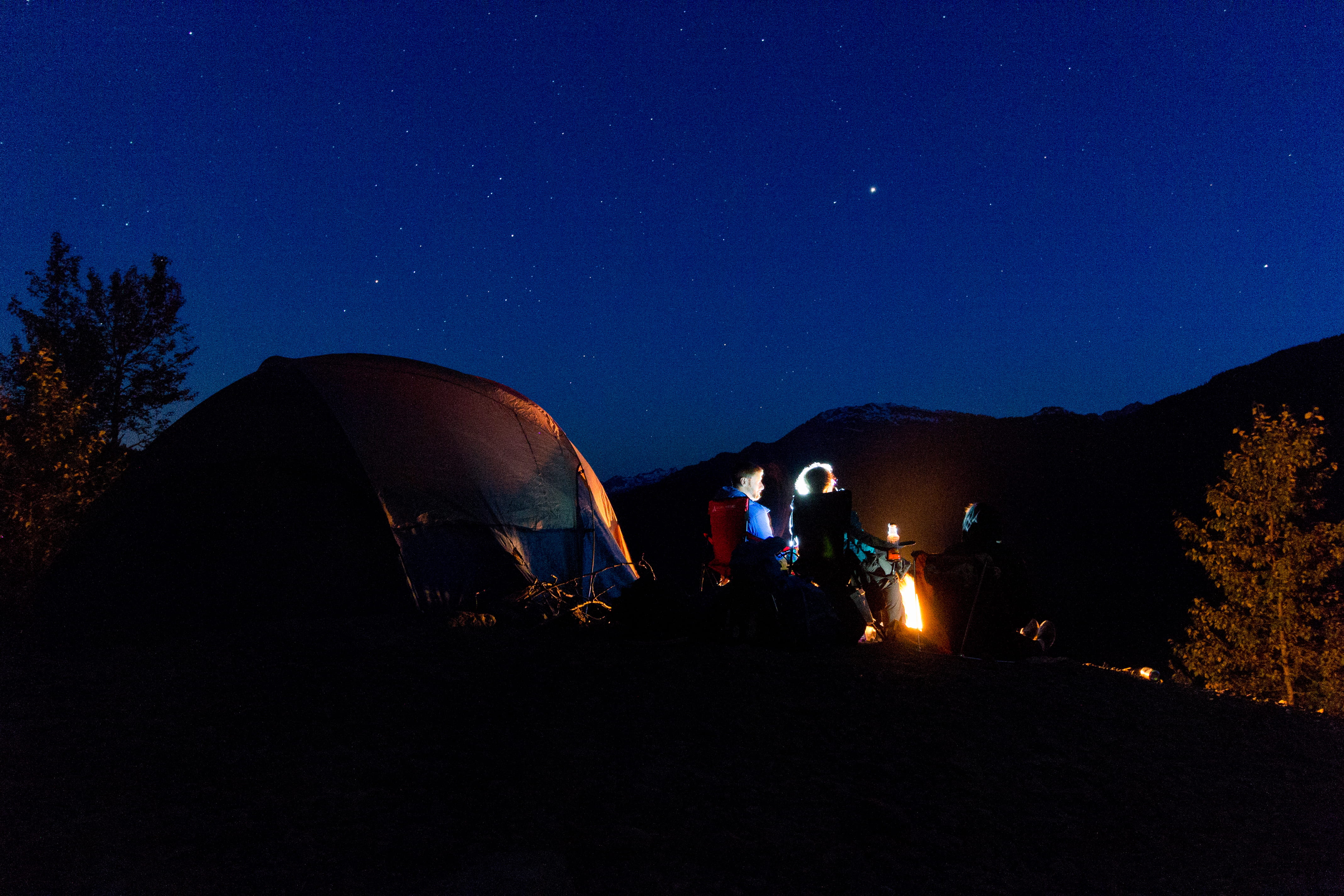 star, camping, photo, illuminated, light - Natural Phenomenon, dusk, evening, landscape, astronomy, beautiful british columbium, adventure, galaxy, sunset, HD Wallpaper