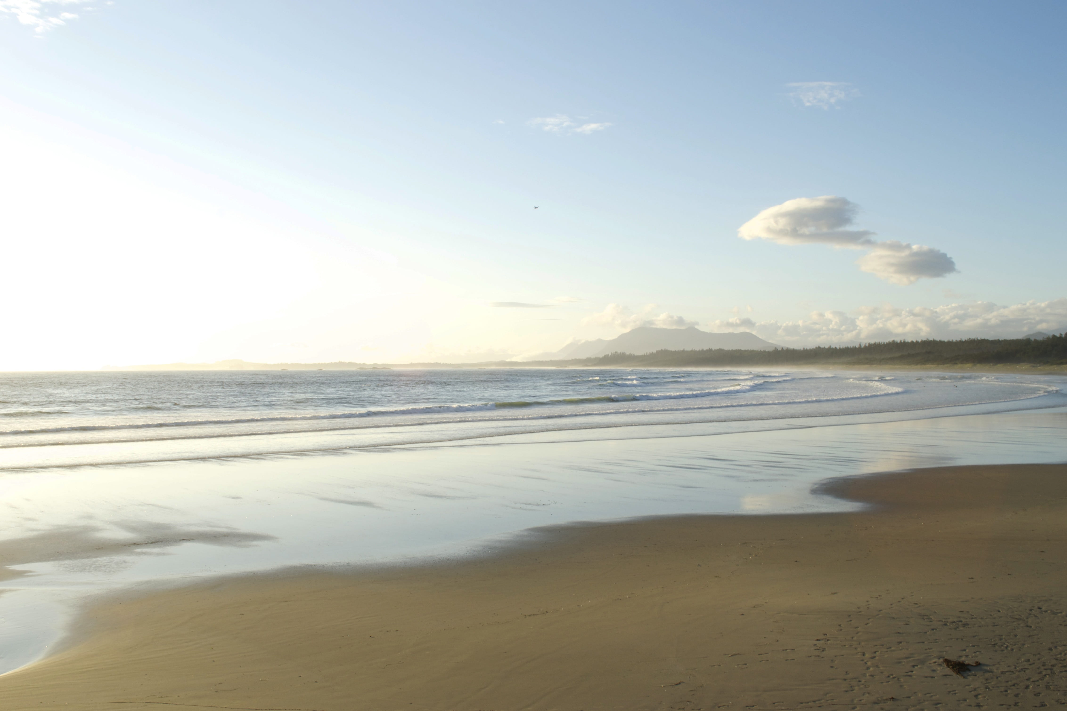 landscape, sunset, idyllic, beauty in nature, ocean, reflection, sky, beach, sea, tranquility, land, pacific, 4K, scenics - nature, outdoors, tofino, cloud - sky, HD Wallpaper