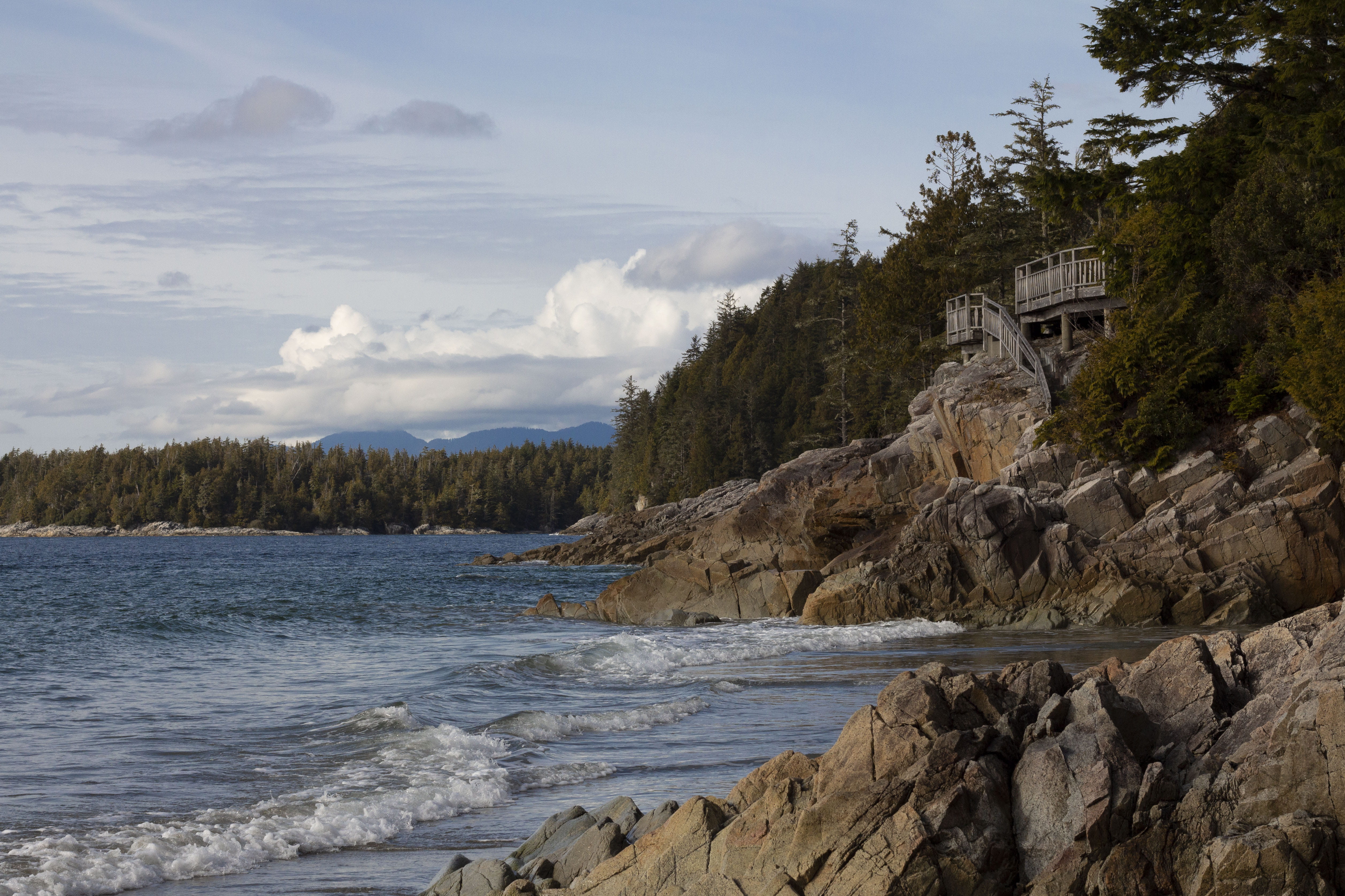 mountain, rock, ocean, plant, promontory, rocky coastline, coast, fir, rock - object, tree, architecture, third beach, waves, abies, beach, nature, beauty in nature, HD Wallpaper