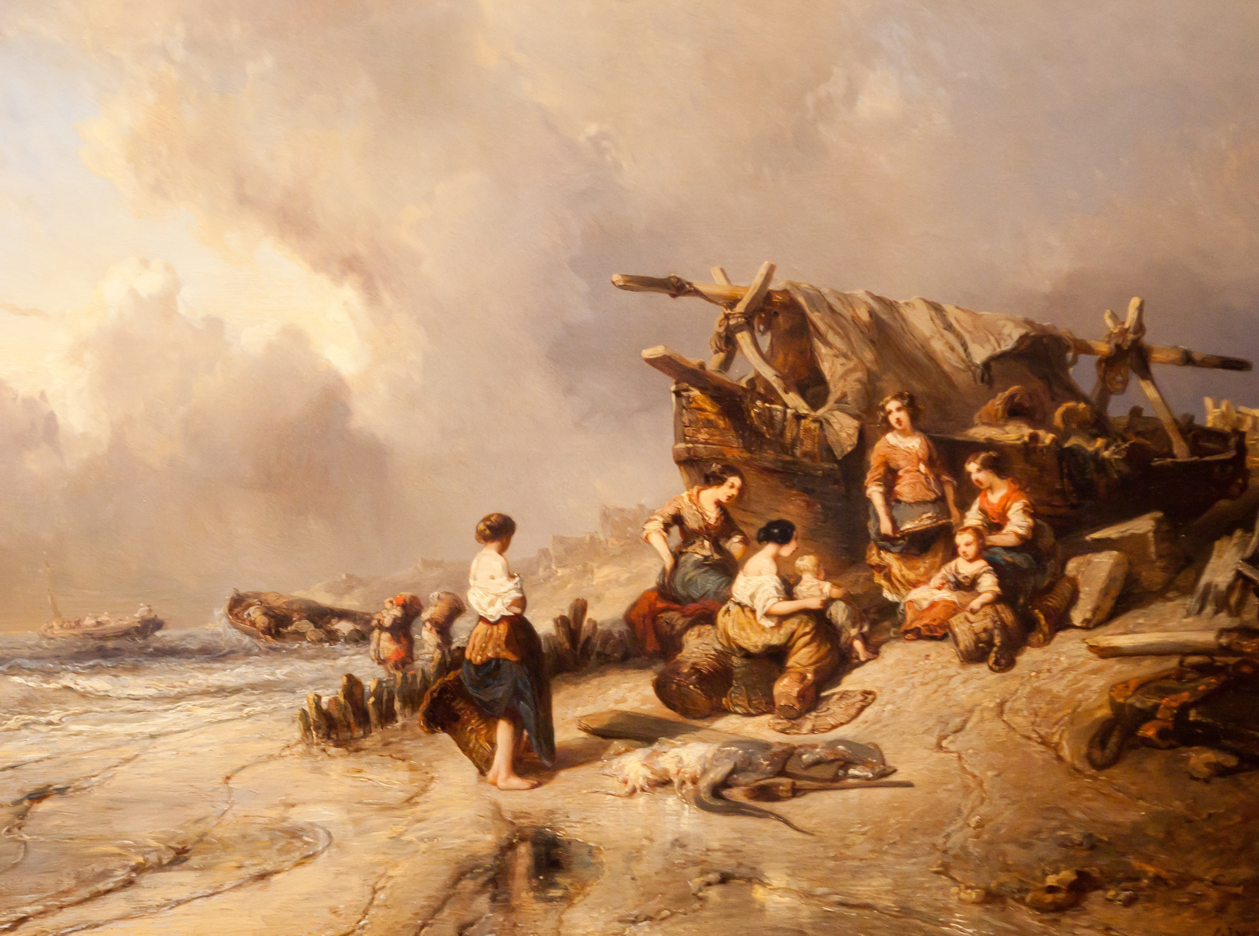 Fisherwomen on the Shore, domestic, group of animals, adult, South Bay, working animal, gathering, United States of America, group of people, united states, HD Wallpaper