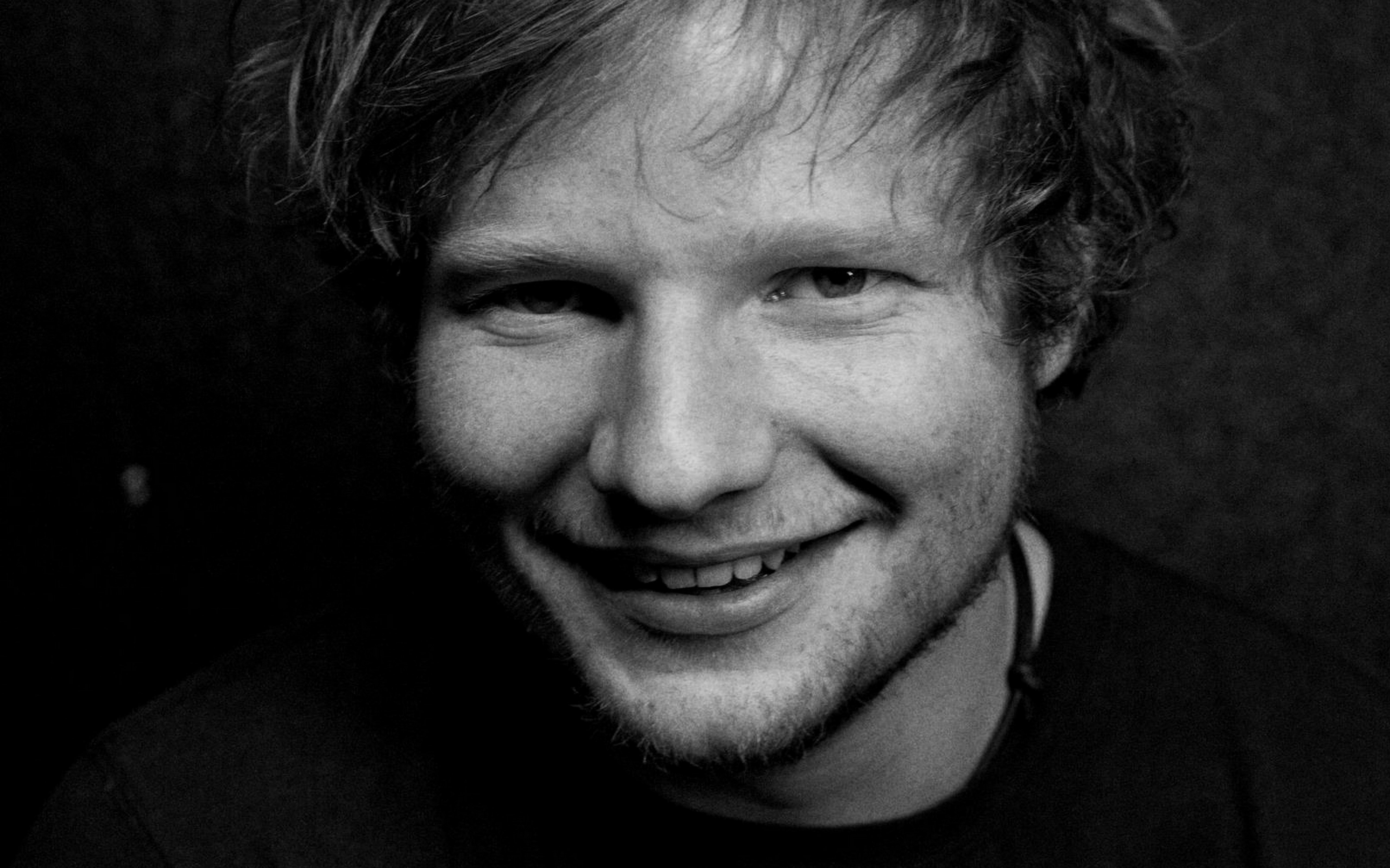 lifestyles, emotion, real people, men, toothy smile, looking at camera, beard, ed sheeran, one person, hairstyle, front view, black background, portrait, HD Wallpaper