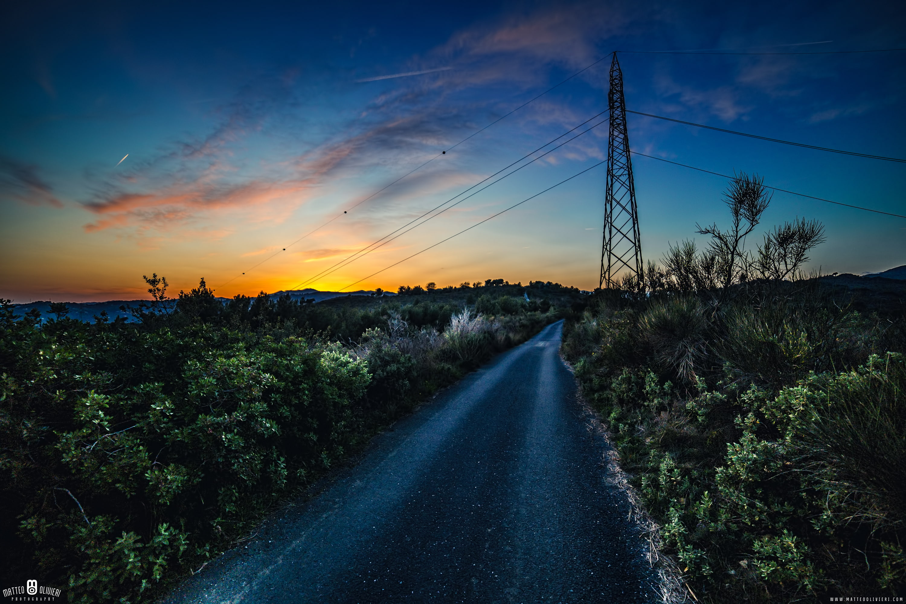 Sunset, 2K, Country road, HD Wallpaper