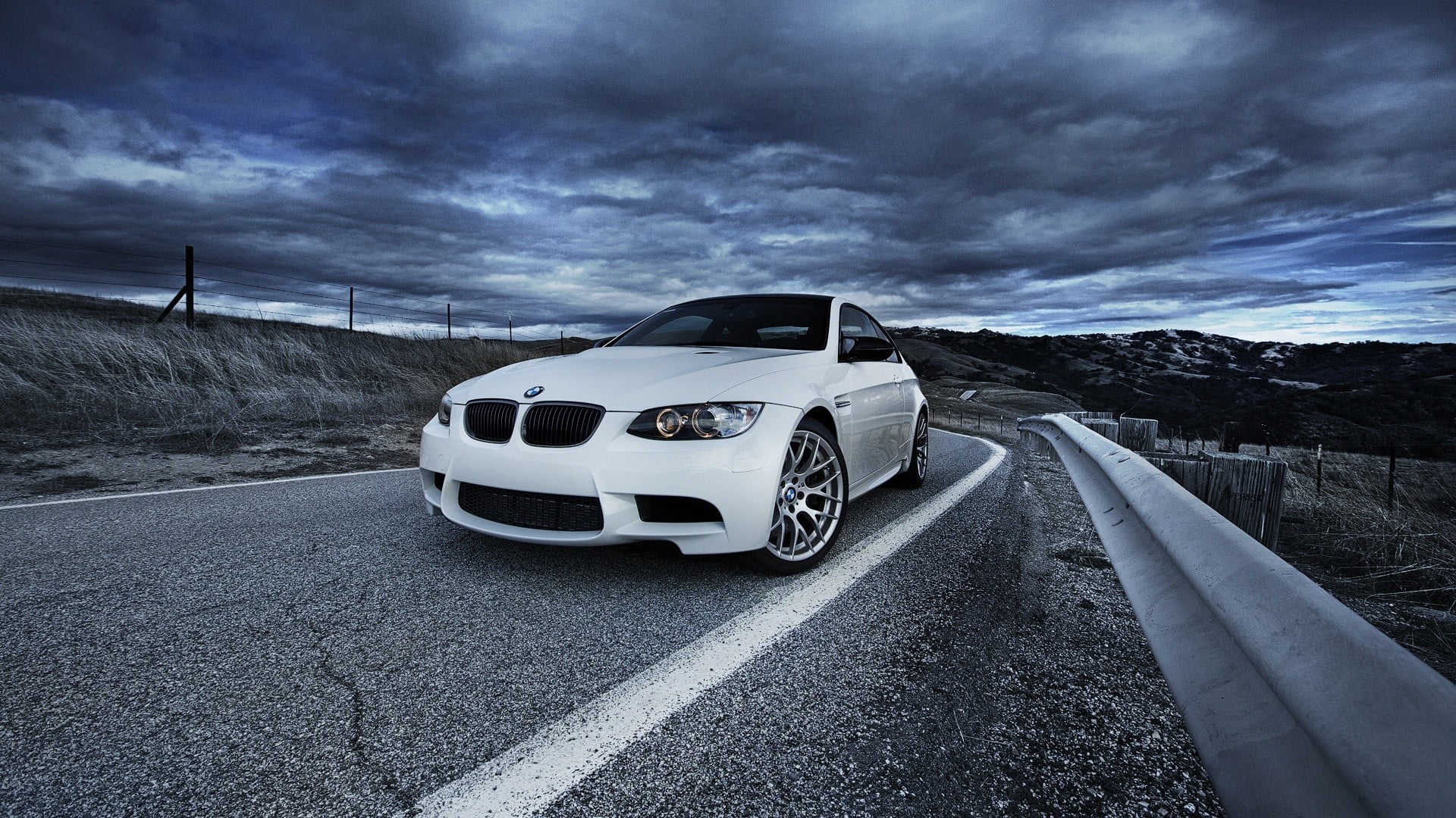 car, ford, driving, speed, country, motion, coupe, mode of transportation, storm, transportation, BMW M3 , clouds, journey, mustang, gt, 1080P, environment, HD Wallpaper