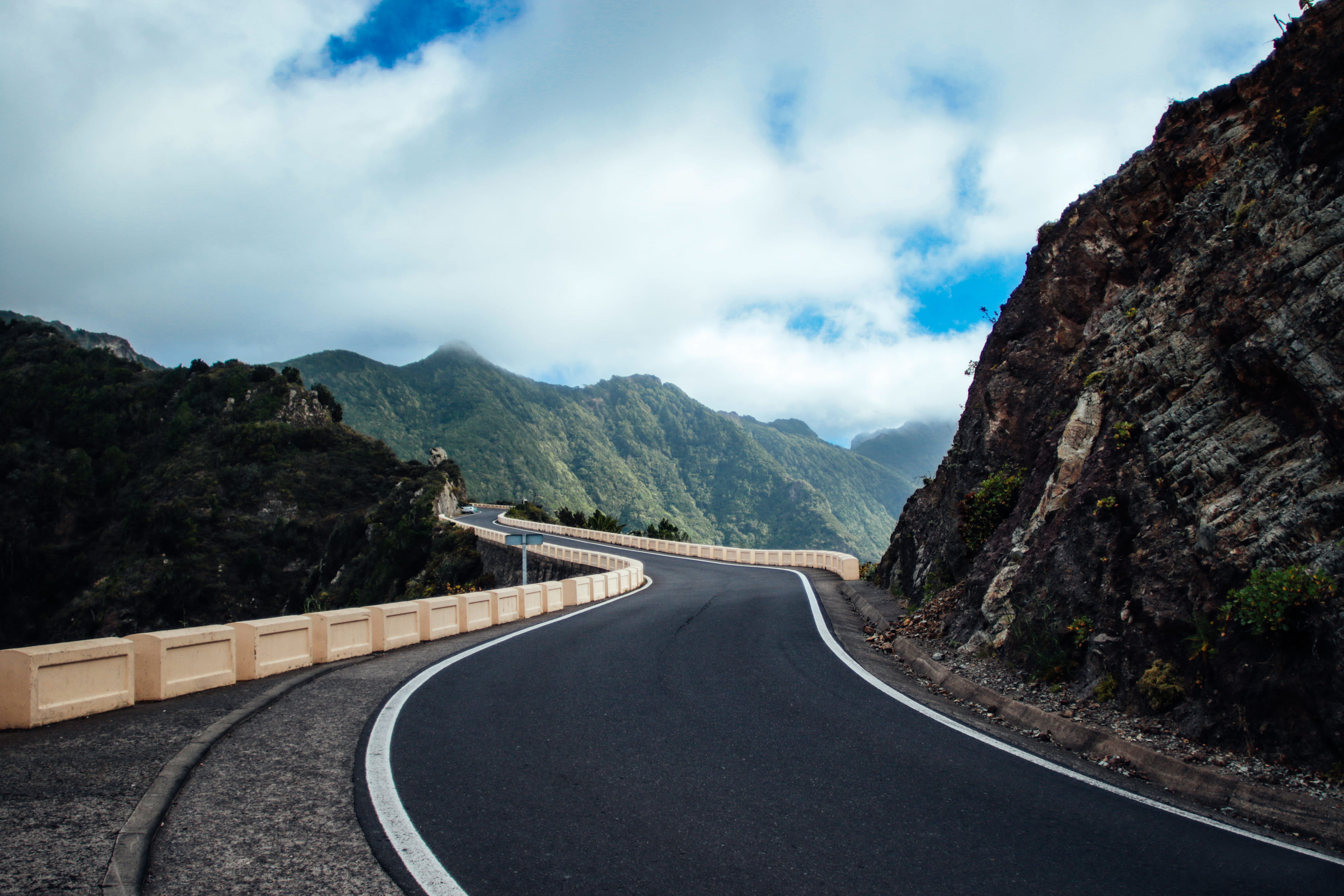 environment, highway, rocks, 4K, near, lane, road, asphalt, mountain road, transportation, scenics - nature, diminishing perspective, landscape, daylight, HD Wallpaper