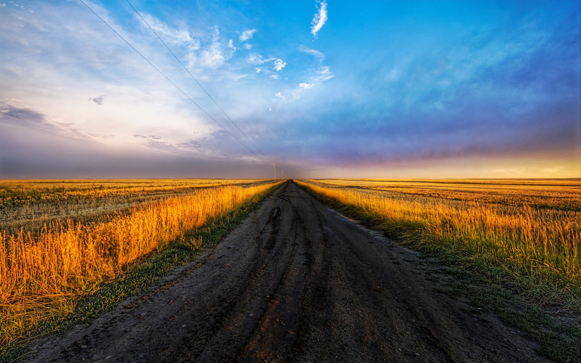 scenics - nature, land, horizon, urban skyline, landscape, sun, horizon over land, sunset, sky, no people, beauty in nature, nature, field, plant, the way forward, HD Wallpaper