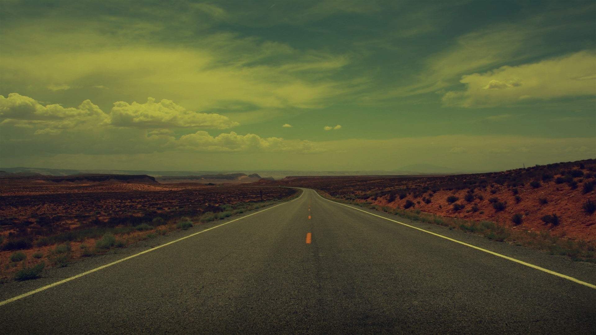 scenics - nature, cloud - sky, mattress, sign, filter, plants, no people, empty, non-urban scene, red, clouds, road, marking, road marking, highway, nature, HD Wallpaper