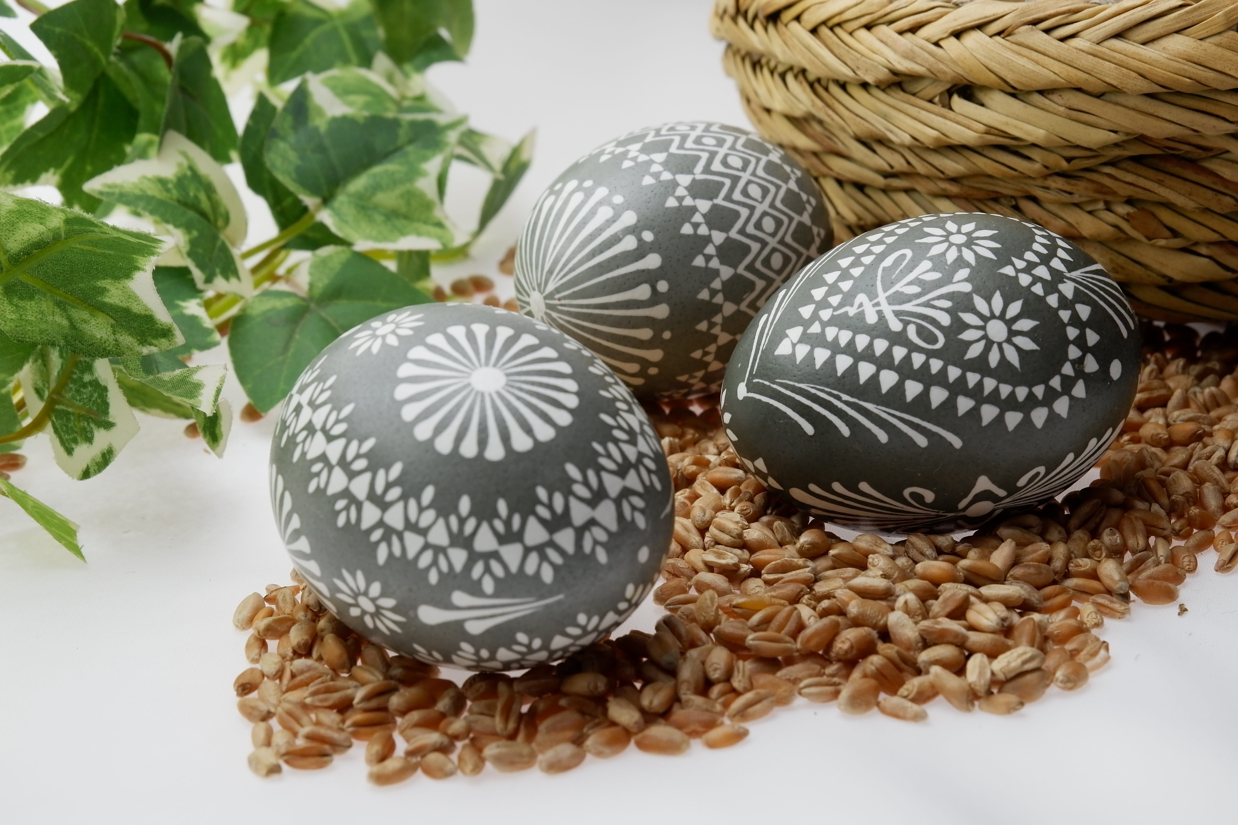 basket, still life, easter egg, happy easter, 4K, no people, easter eggs, group of objects, food, table, chicken eggs, customs, pattern, nature, easter decor, HD Wallpaper