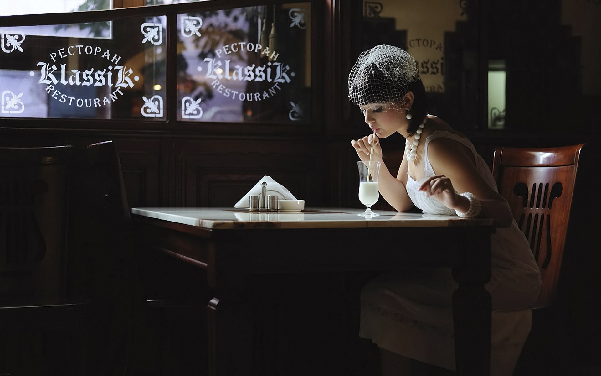 indoors, business, drinking glass, menu, one person, communication, women, table, 1080P, young adult, drink, model, young women, restaurant, cafe, Russian, HD Wallpaper