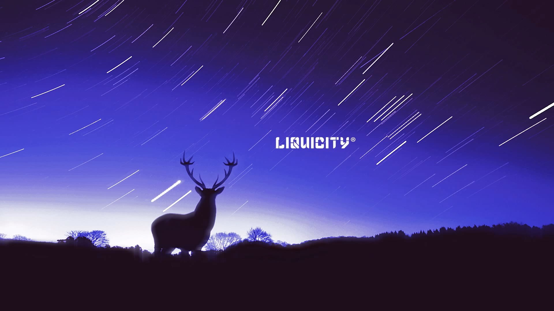 scenics - nature, silhouette, no people, star trail, deer, liquicity, constellation, tree, 1080P, mammal, animal wildlife, animal, land, blue, star - space, HD Wallpaper