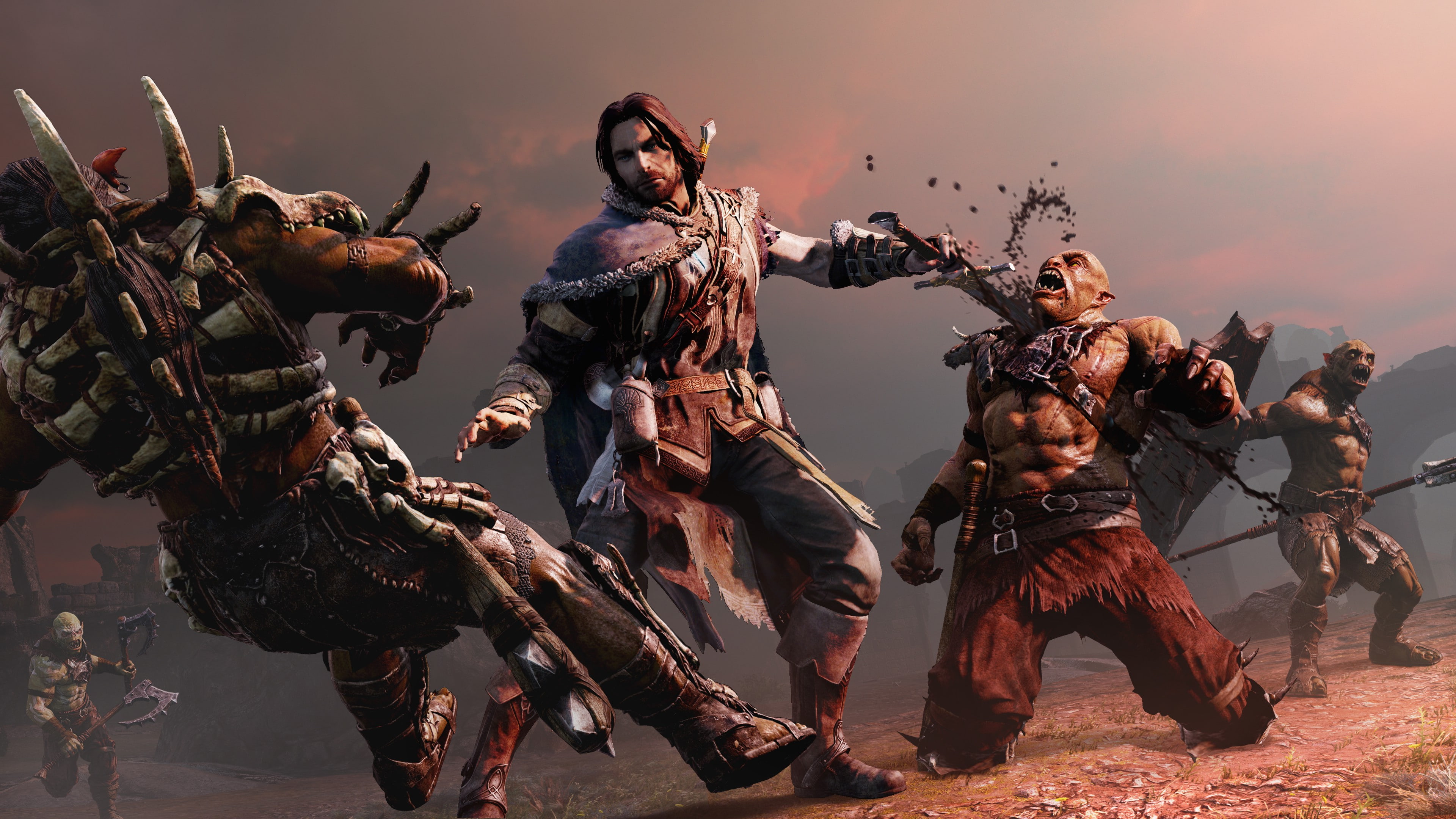 arts culture and entertainment, armed forces, government, outdoors, group of people, livestock, video games, sunset, arms raised, nature, Middle earth: Shadow Of Mordor, HD Wallpaper