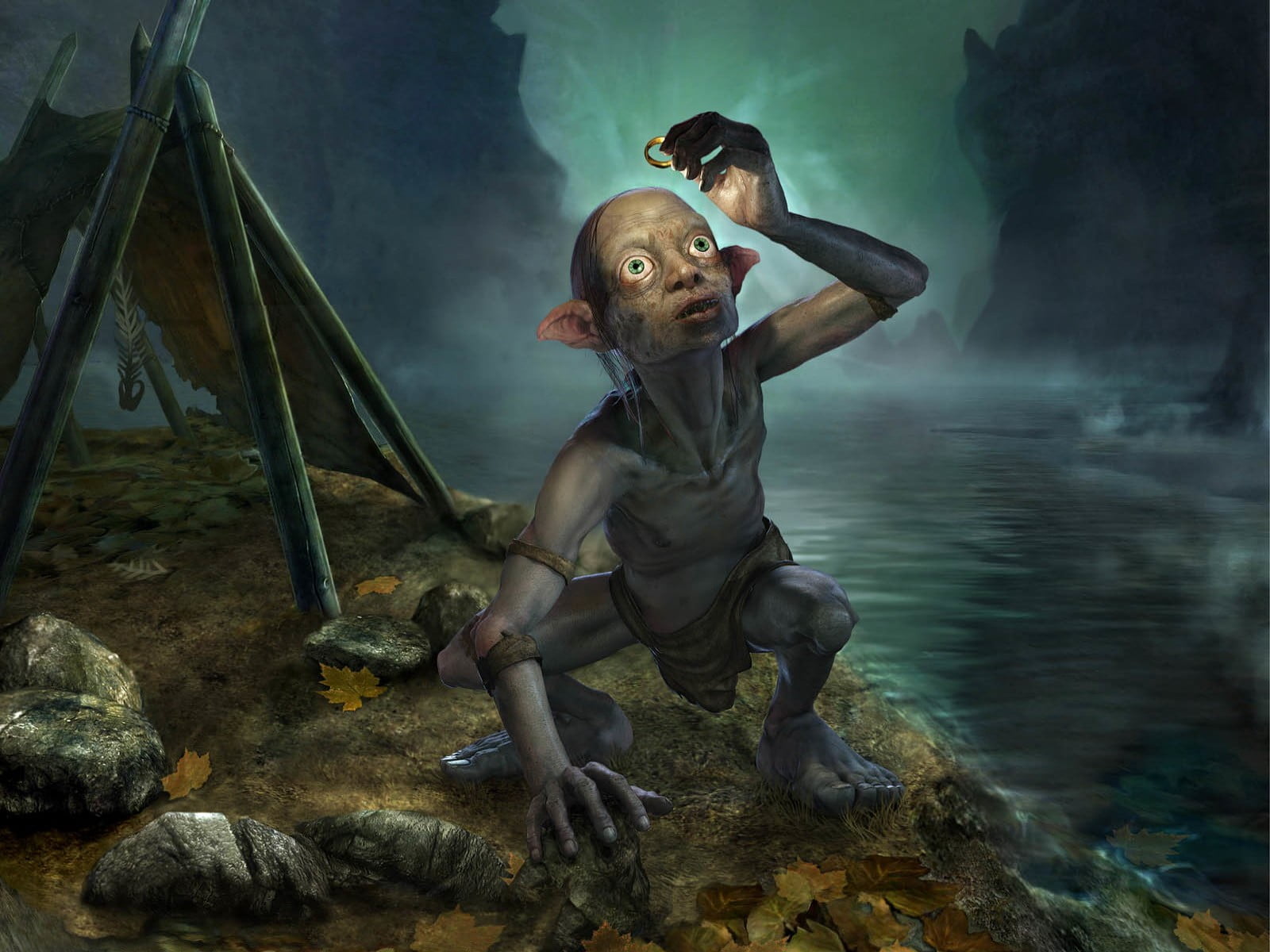 The Lord of the rings, smeagol, lord, bizarre, digital, adult, young adult, water, males, full length, digital composite, shirtless, nature, men, strength, HD Wallpaper