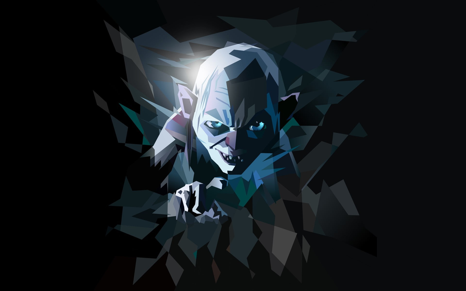 digital composite, the lord of the rings the hobbit gollum smeagol, diamond - gemstone, shiny, design, silver colored, pattern, gemstone, no people, crystal, HD Wallpaper
