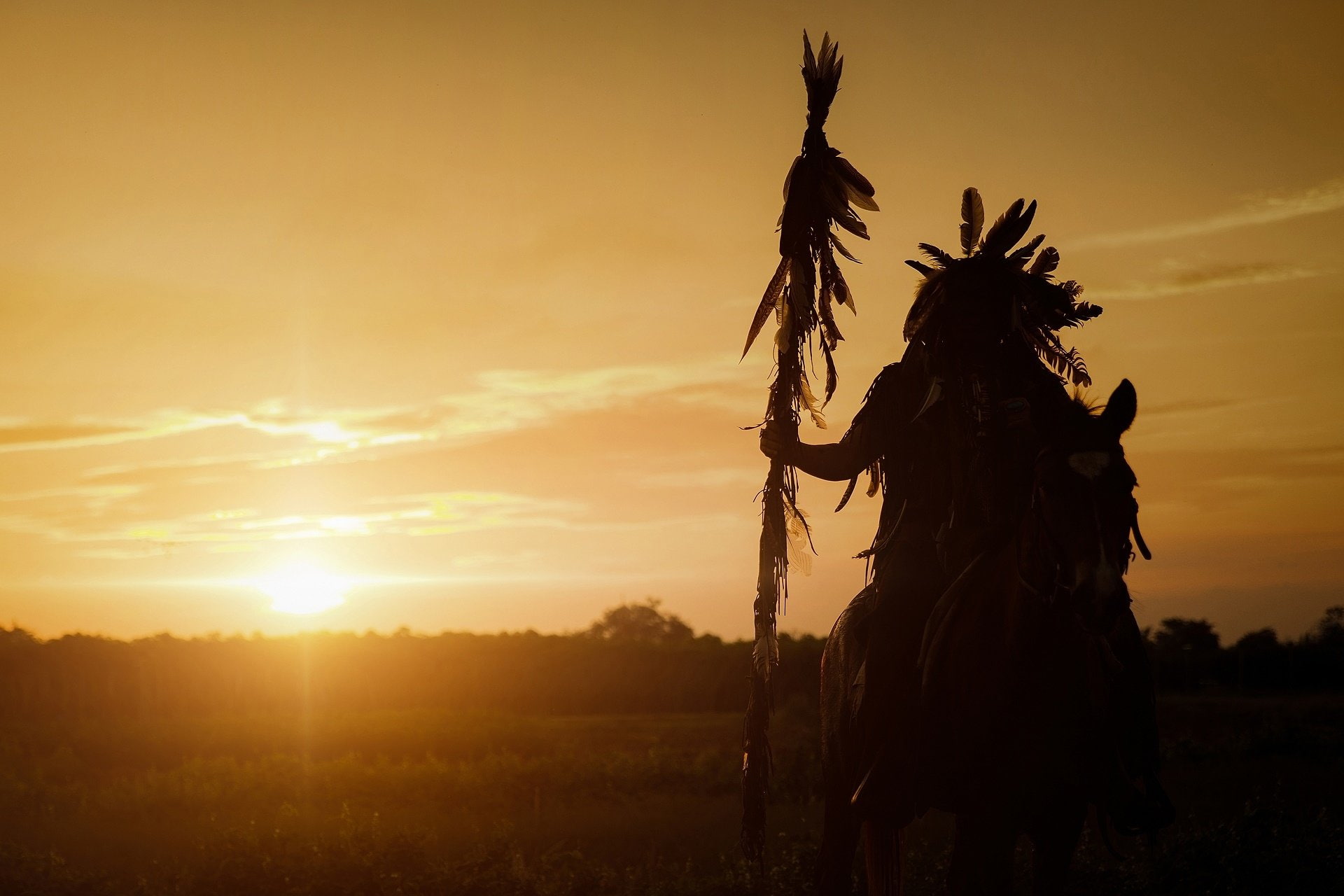 Horse, Photography, Native American, 1080P, Silhouette, HD Wallpaper