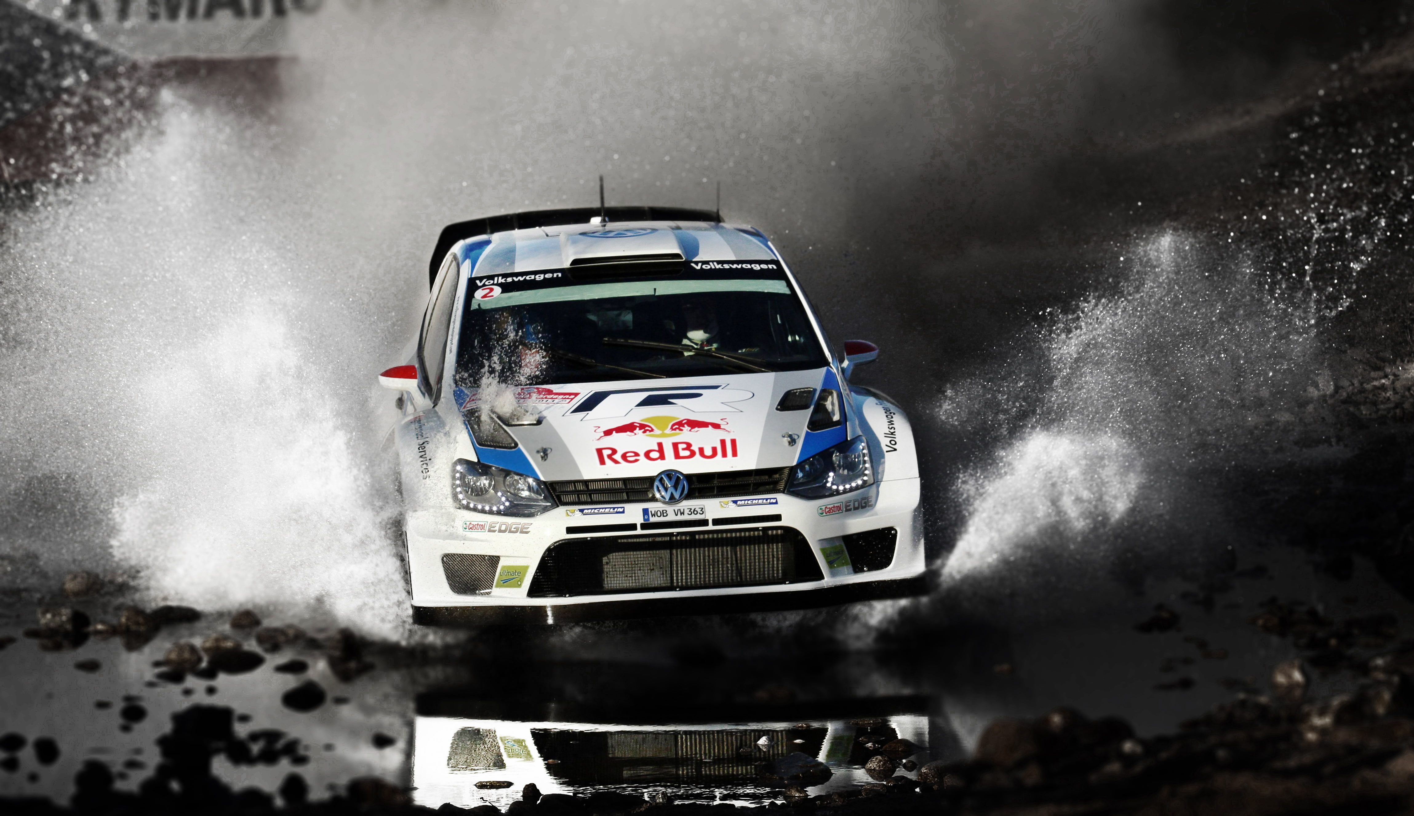 Puddle, Ancestor, Polo, Auto, White, Volkswagen, WRC, Rally, Water, Speed, Squirt, 4K, HD Wallpaper
