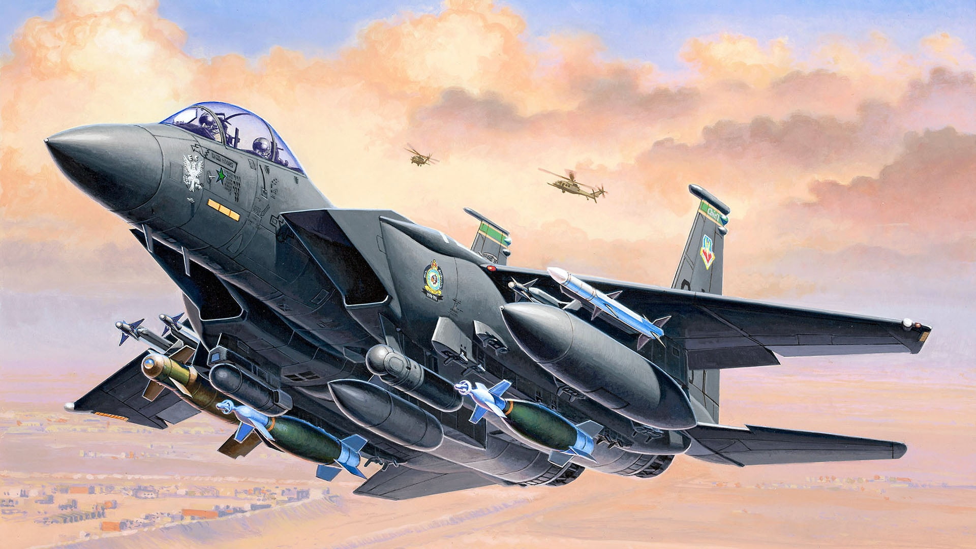 F-15E, 1080P, fighter-bomber, American double, Strike Eagle, McDonnell Douglas, USA, HD Wallpaper