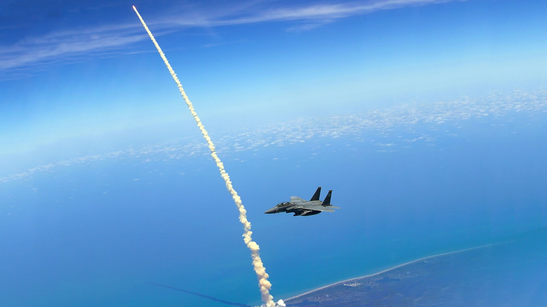 speed, air vehicle, flying, on the move, blue, cloud - sky, plane, outdoors, vapor trail, day, mcdonnell douglas f 15e strike eagle, motion, travel, water, HD Wallpaper