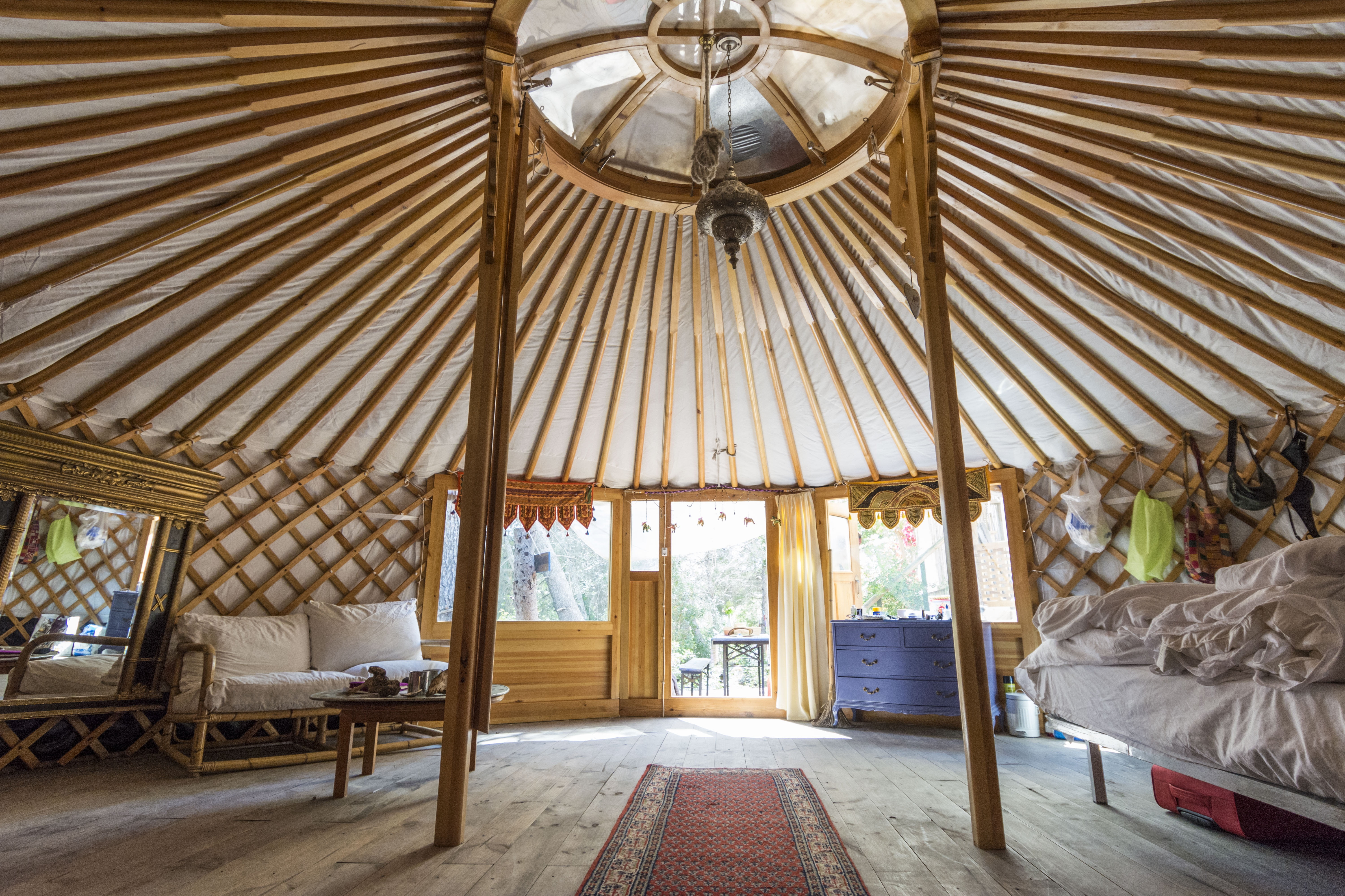 padded, brown, entrance, luxury, live, wood - material, sofa, built structure, domestic room, wealth, pattern, yurt, design, camping, seat, holiday, house, HD Wallpaper