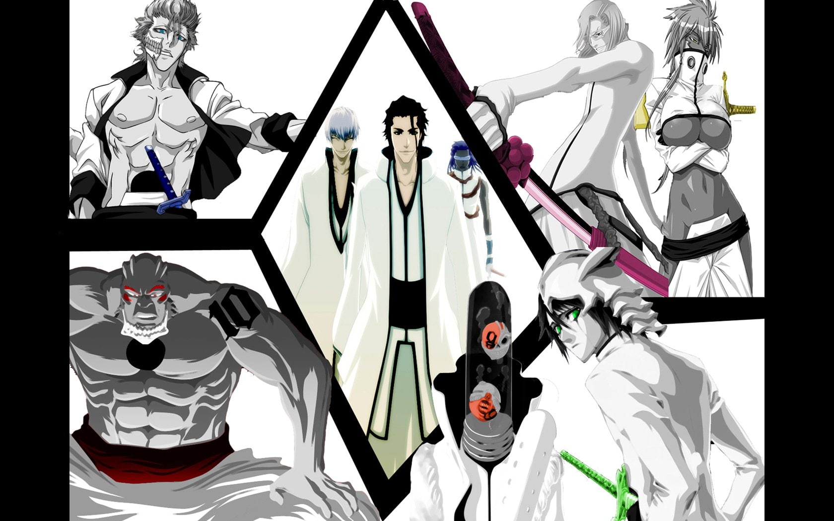 Bleach, Gin Ichimaru, Grimmjow Jaegerjaquez, 720P, Aaroniero Arruruerie, Yammy Llargo, Sōsuke Aizen, Ulquiorra Cifer, Szayelaporro Granz, Tier Halibel, HD Wallpaper
