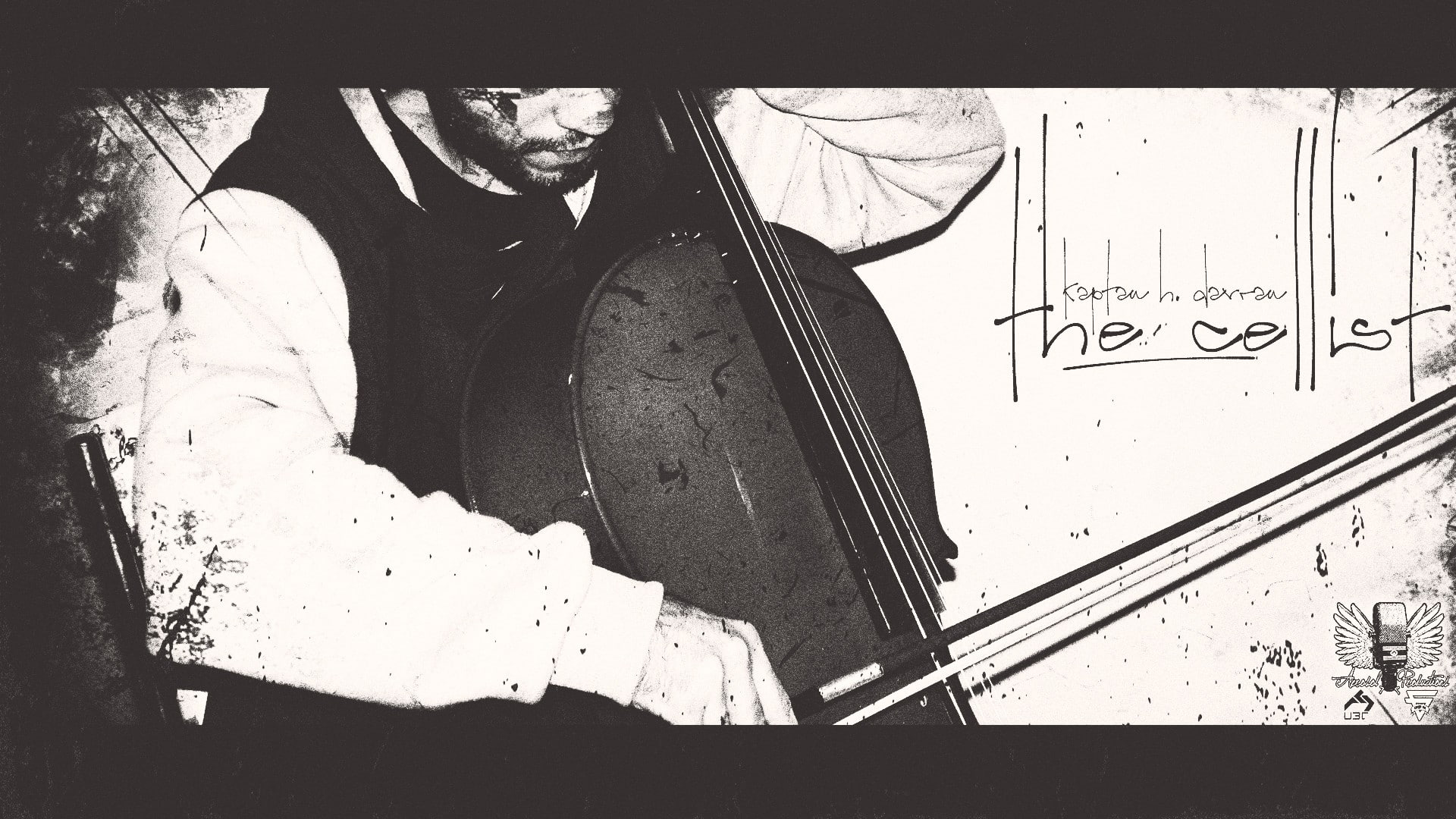album covers, 1080P, the cellist, Kaptan H. Davran, Aerosol Productions, monochrome, cello, HD Wallpaper