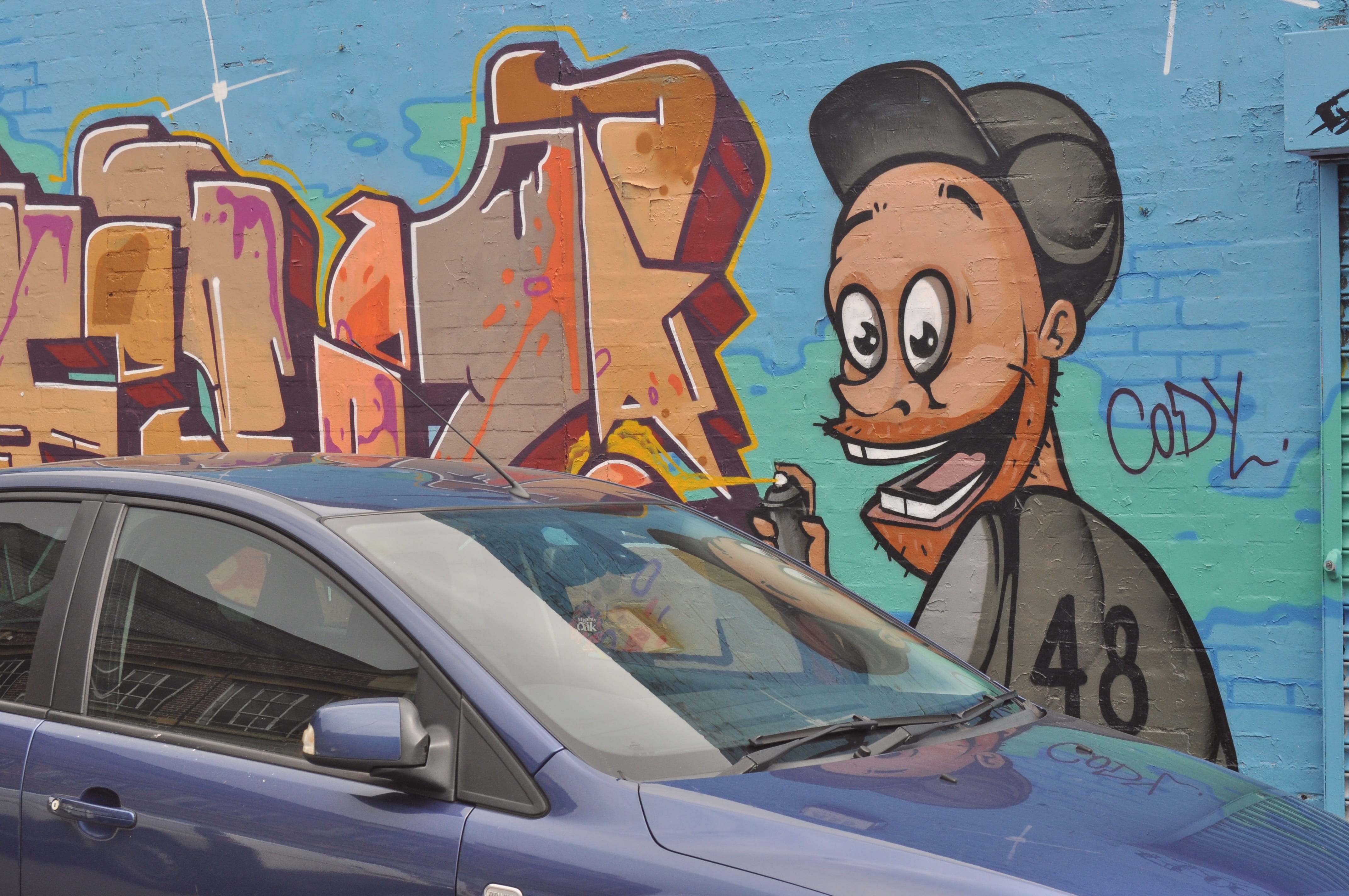 wall, art and craft, day, artwork, land vehicle, color, spraypaint, female likeness, street art, human representation, design, representation, mode of transportation, HD Wallpaper