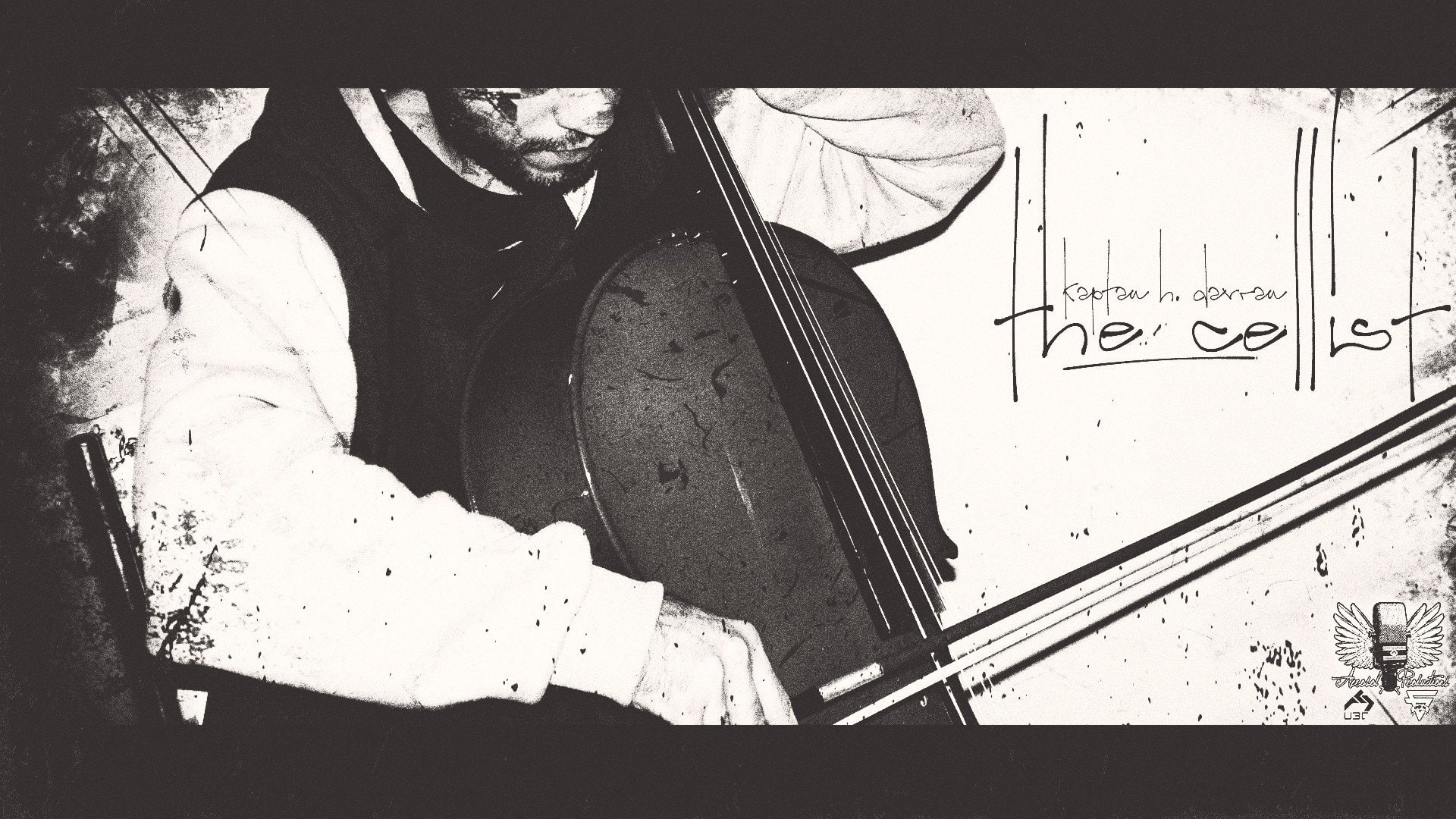 monochrome, Aerosol Productions, 1080P, cello, The cellist, Album Covers, Kaptan H. Davran, HD Wallpaper