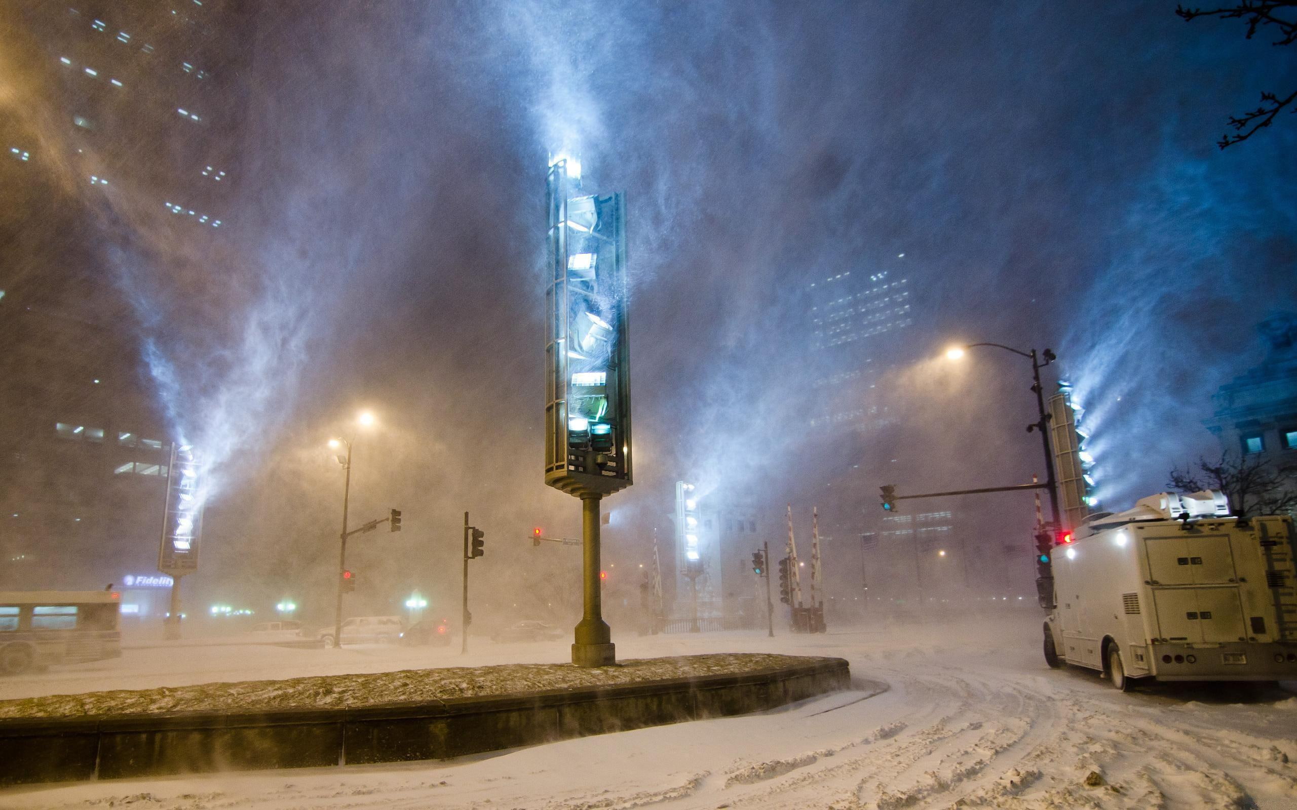 best, storm, flakes, blizzard, cities, snow, 2K, roads, lamp, traffic, winter, lights, HD Wallpaper