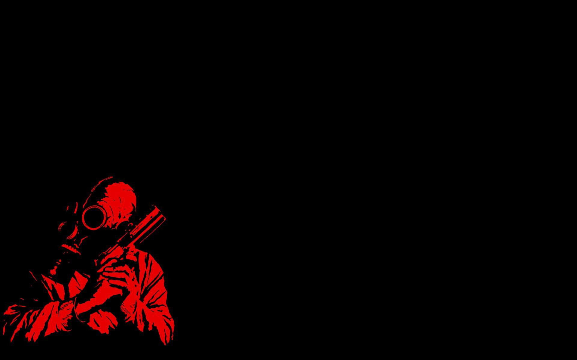 illustration, mask, gas, man, 1080P, holding, gun, digital art, 1920x1200, gas mask, HD Wallpaper