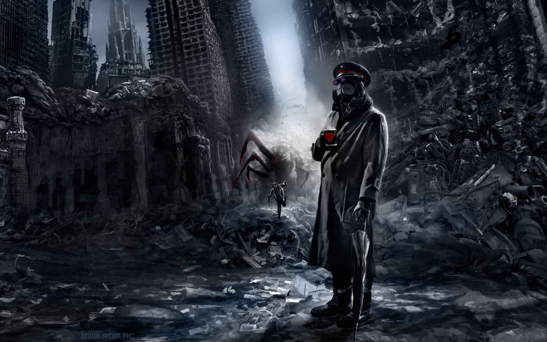 motion, helmet, judgment Day - Apocalypse, horror, men, natural Disaster, art, people, 1080P, clothing, one Person, ruins, communication, romantically apocalyptic, HD Wallpaper