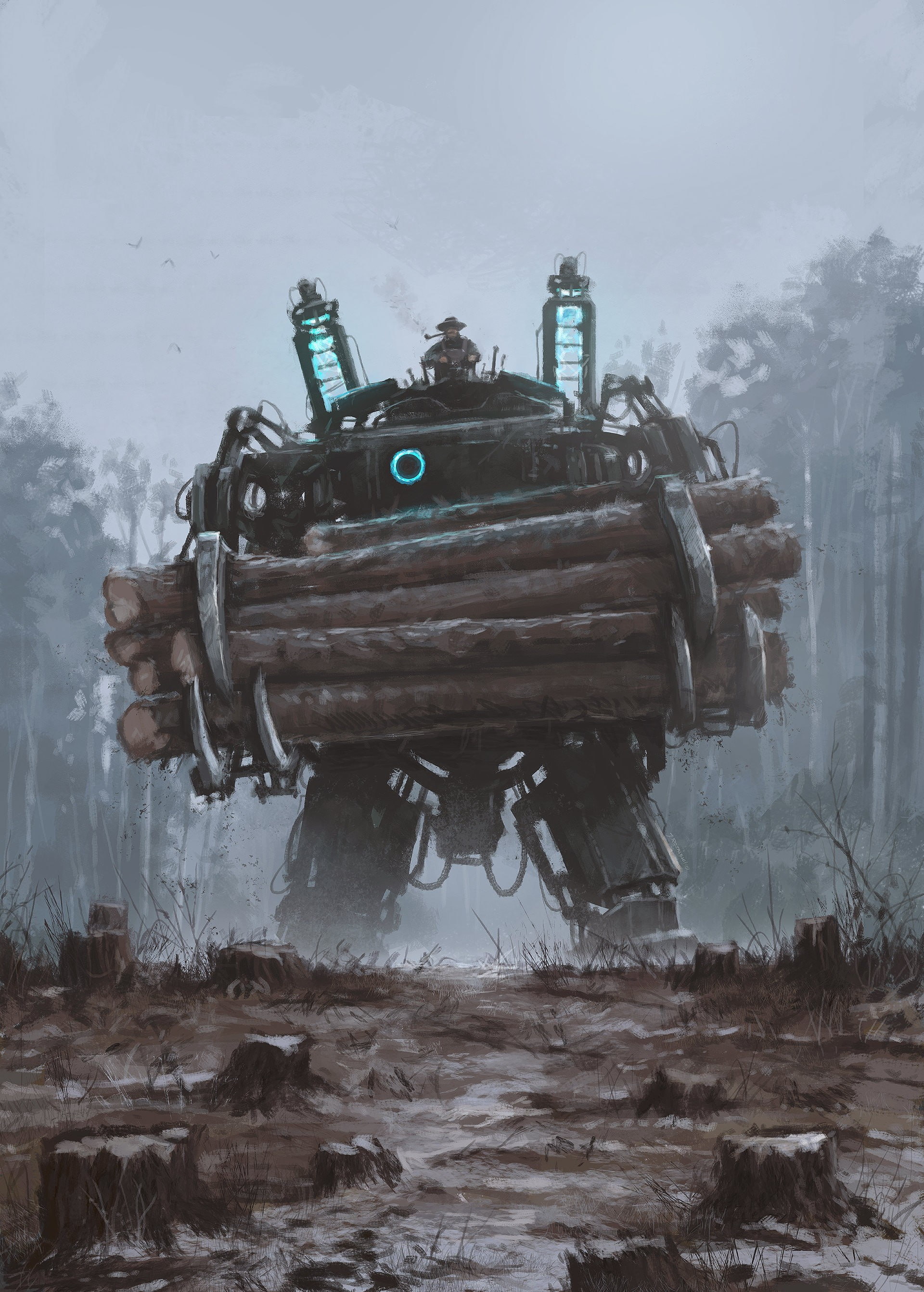 Jakub Różalski, 2K, mech, futuristic, Phone HD Wallpaper