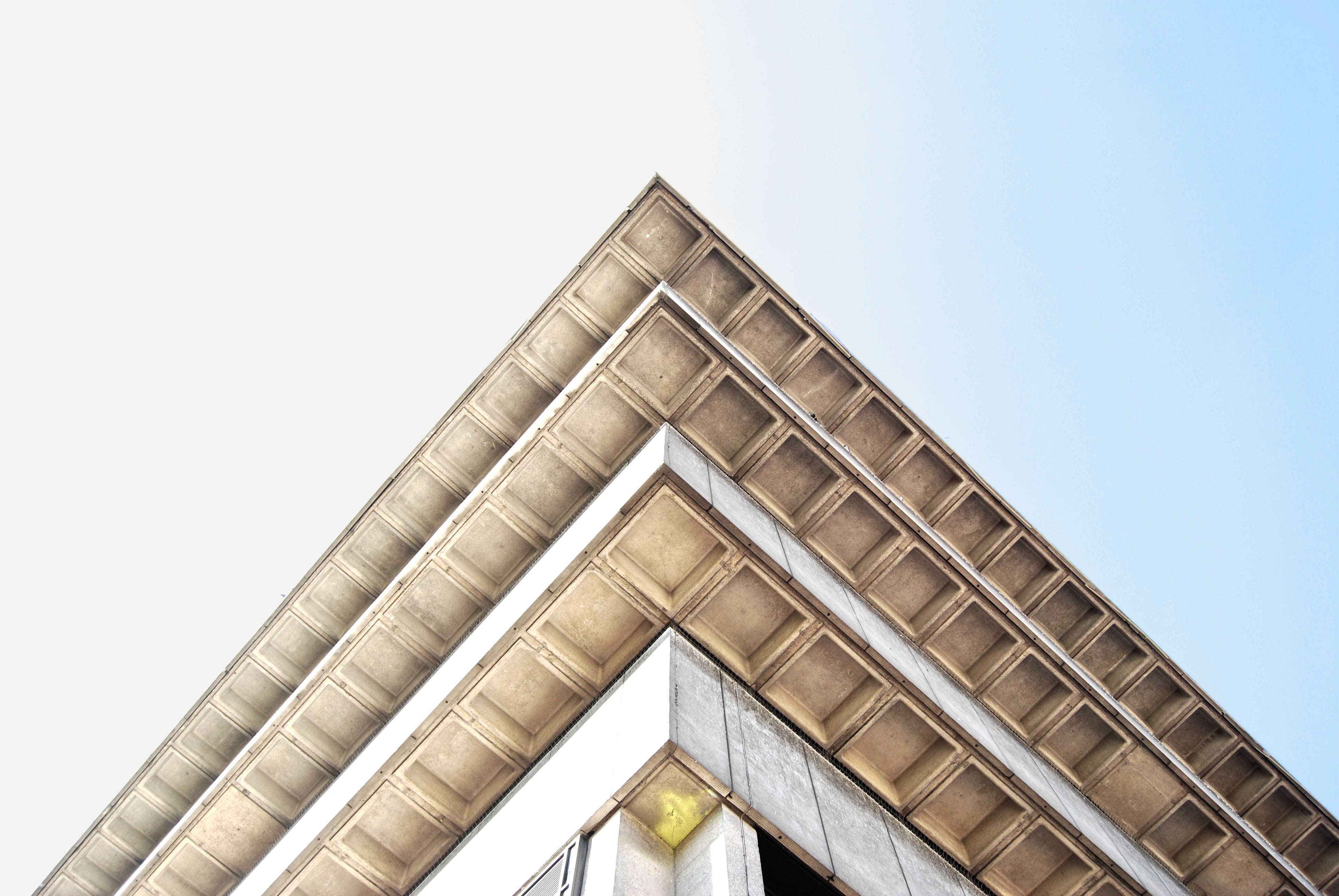 building exterior, history, copy space, low angle view, office building exterior, concrete, 1970, triangle shape, built structure, the past, tourism, 4K, HD Wallpaper