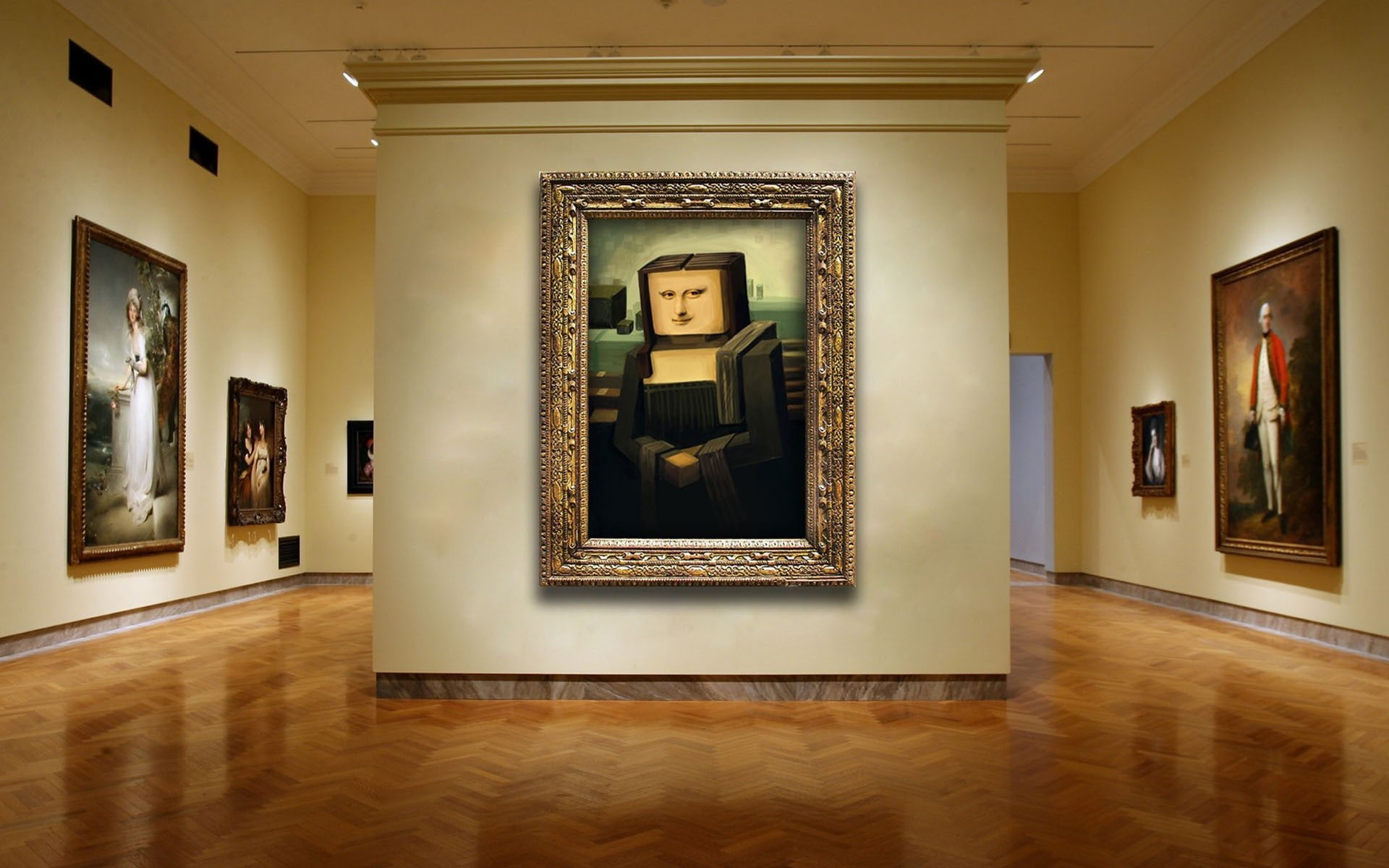 digital, hd, creative, architecture, x, modern, art, museum, Minecraft, 1080P, paintings, HD Wallpaper