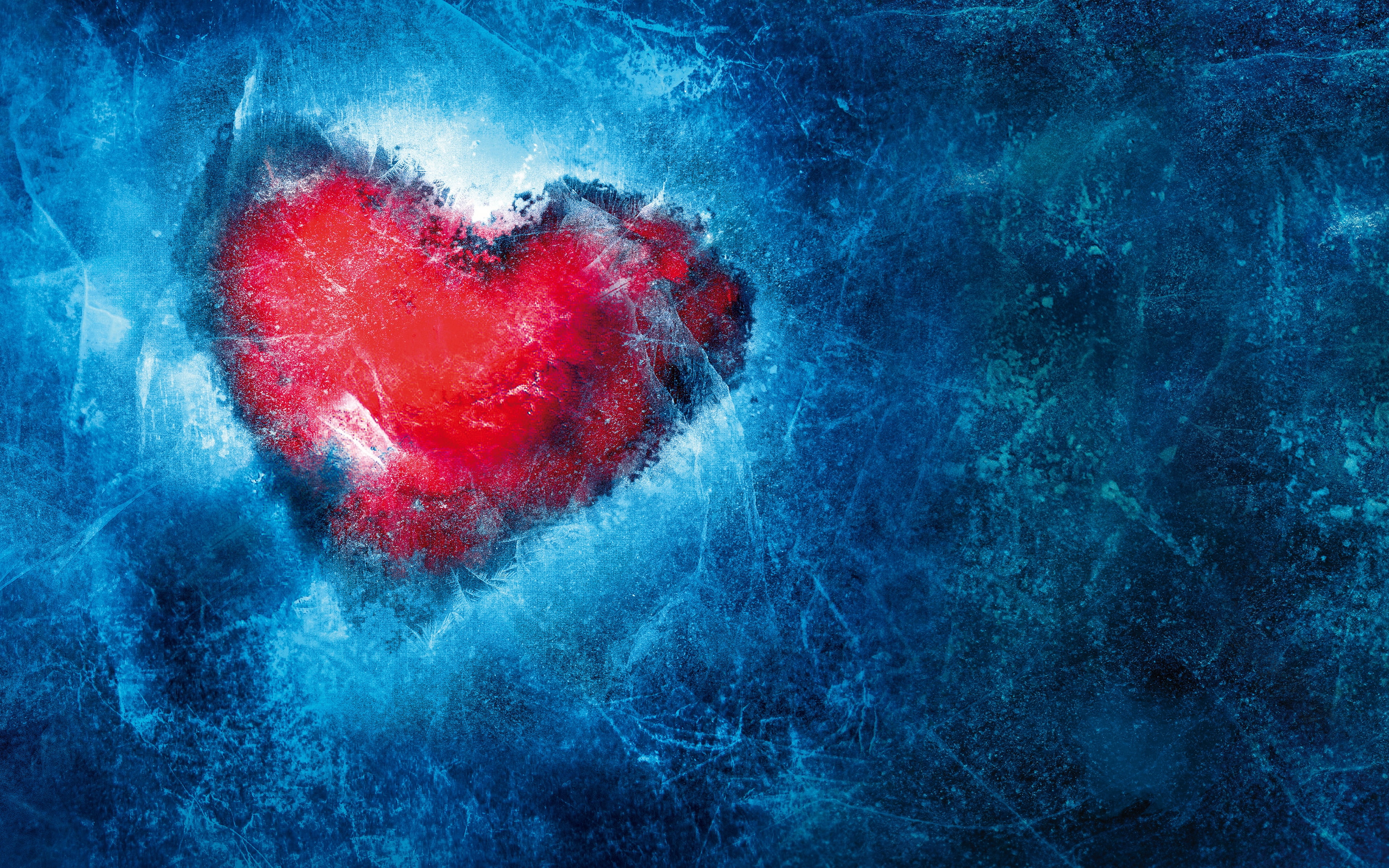 heart shape, 4K, exploding, outdoors, valentines day - holiday, Others, backgrounds, frozen heart, red, emotion, love, close-up, abstract, no people, photo manipulation, HD Wallpaper