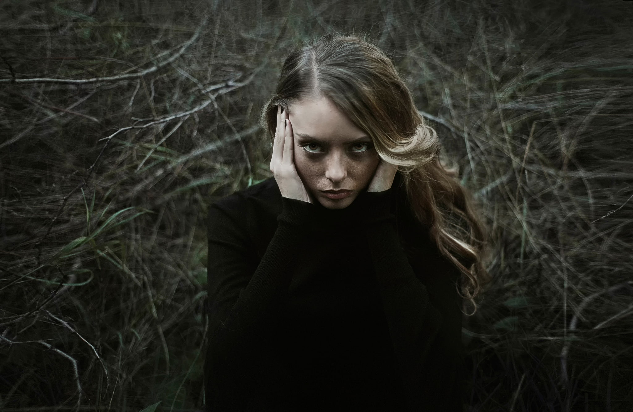texture, 1080P, pain, portrait, scratches, look, girl, HD Wallpaper