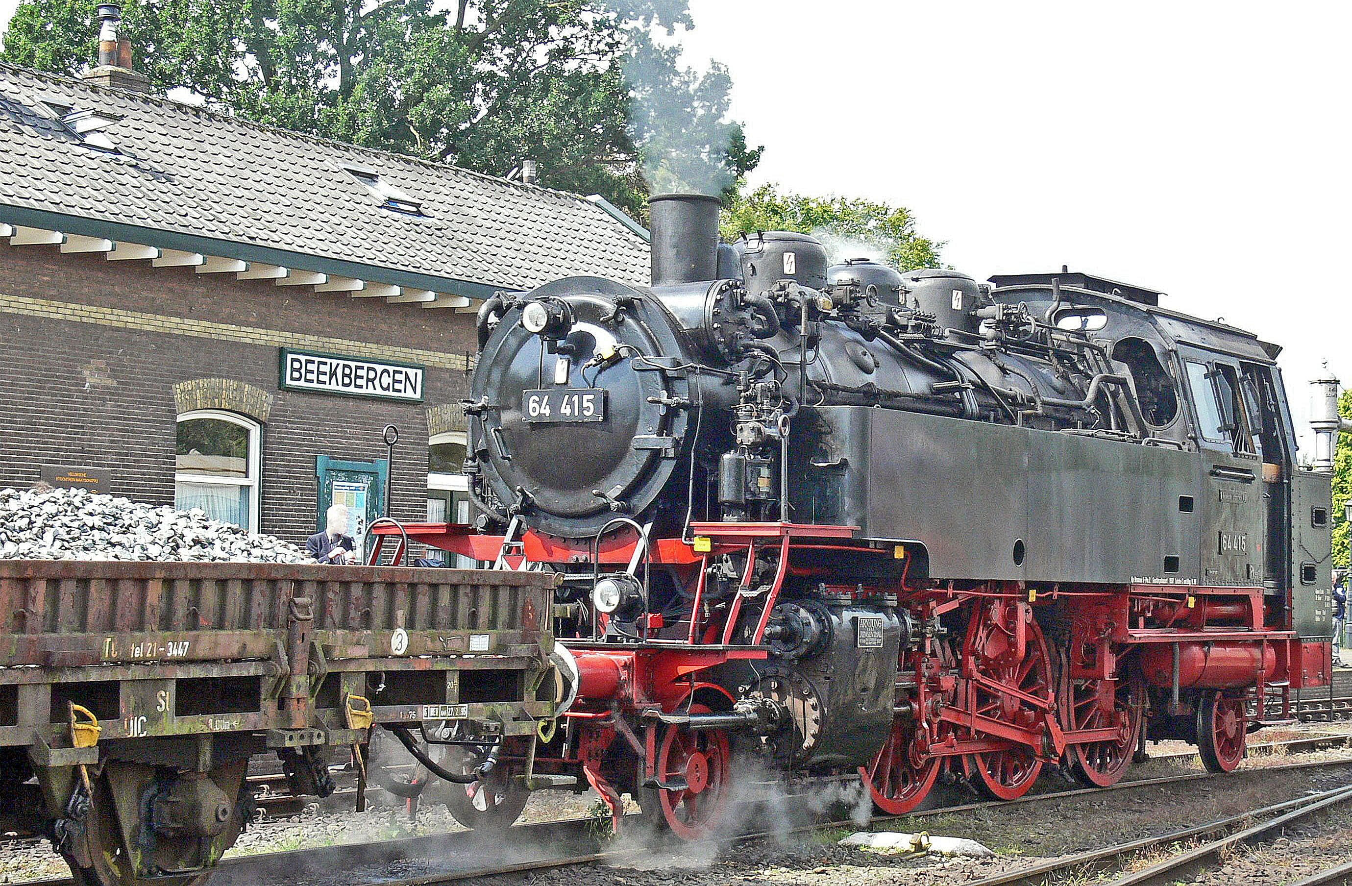 operation of the museum, cylinder steam, tank locomotive, veluwsche stoomtrein maatschappij, br 64, 2K, railroad track, nostalgia, railway, nature, gravel, HD Wallpaper