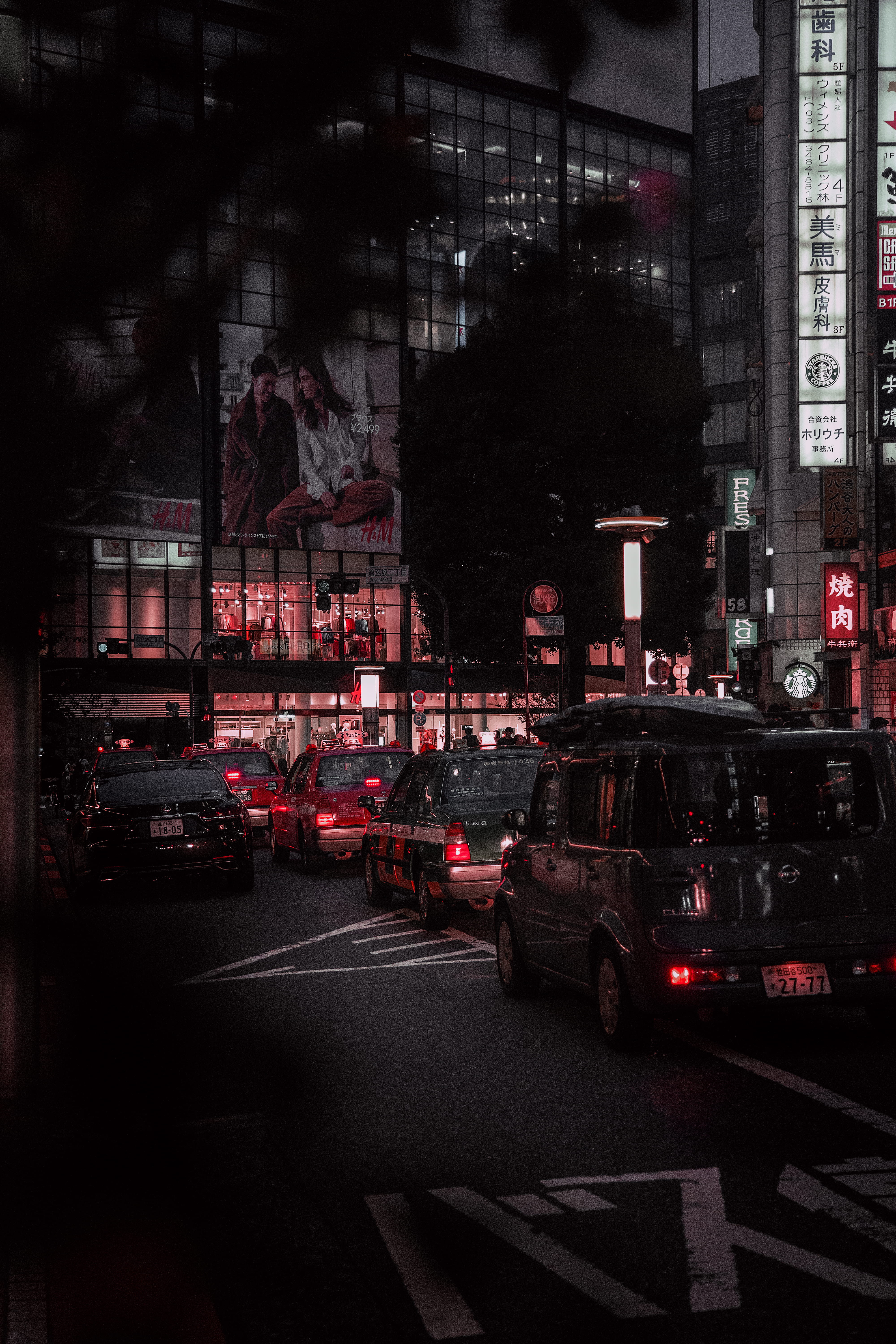 building exterior, tarmac, car, asphalt, town, illuminated, motion, 5K, cars, mode of transportation, city street, automobile, nighttime, japan, metropolis, Phone HD Wallpaper
