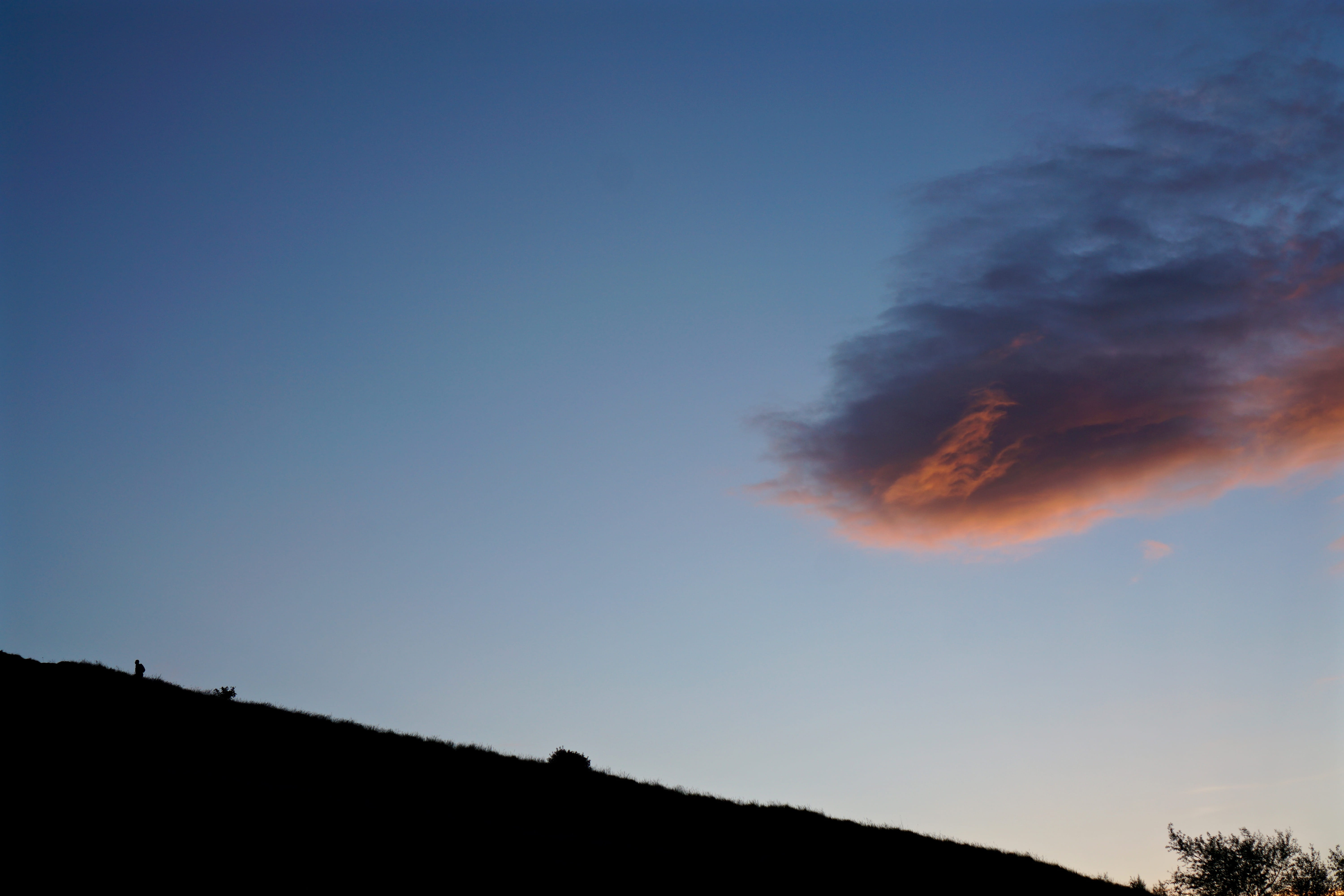 smoke - physical structure, nature, scenics - nature, sky, beauty in nature, silhouette, copy space, hillside, burning, night time, clear sky, mountain, HD Wallpaper