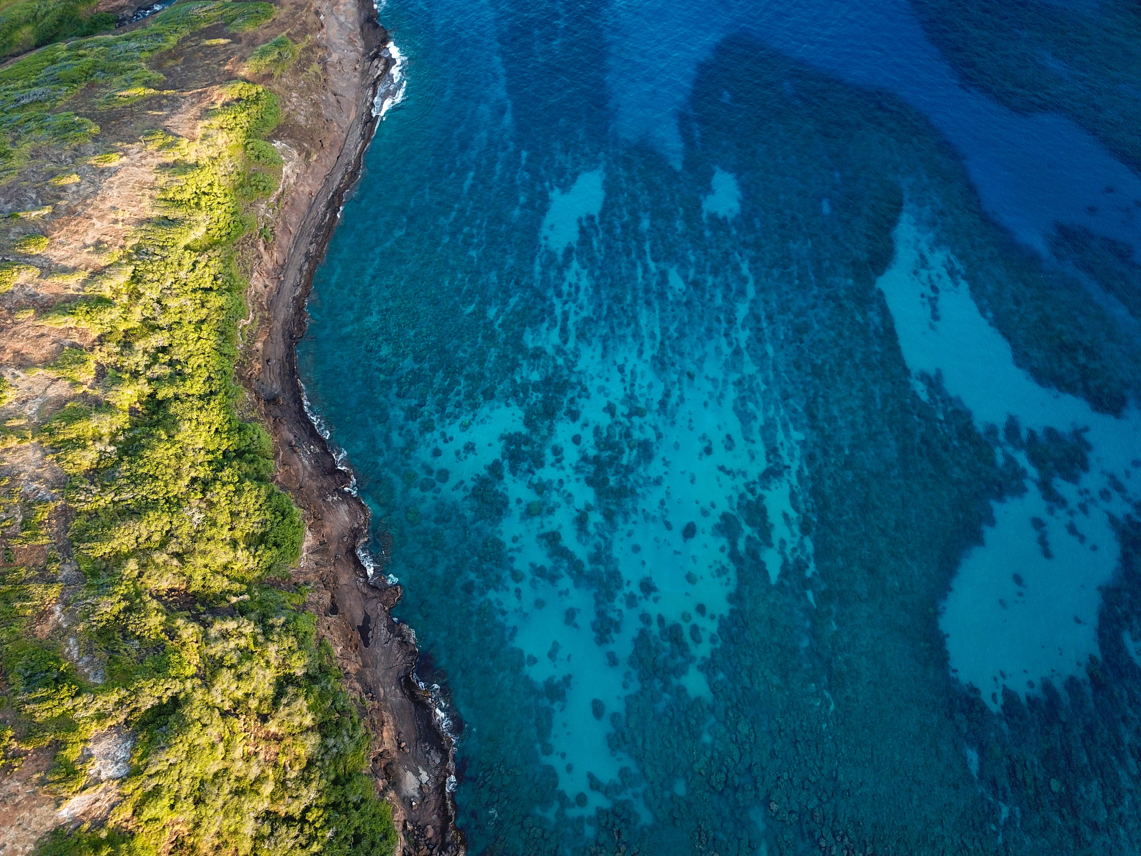 no people, blue, high angle view, coastal, plant, tranquil scene, tranquility, beach, aerial view, aerial, land, travel, 4K, sea, sky, turquoise colored, HD Wallpaper