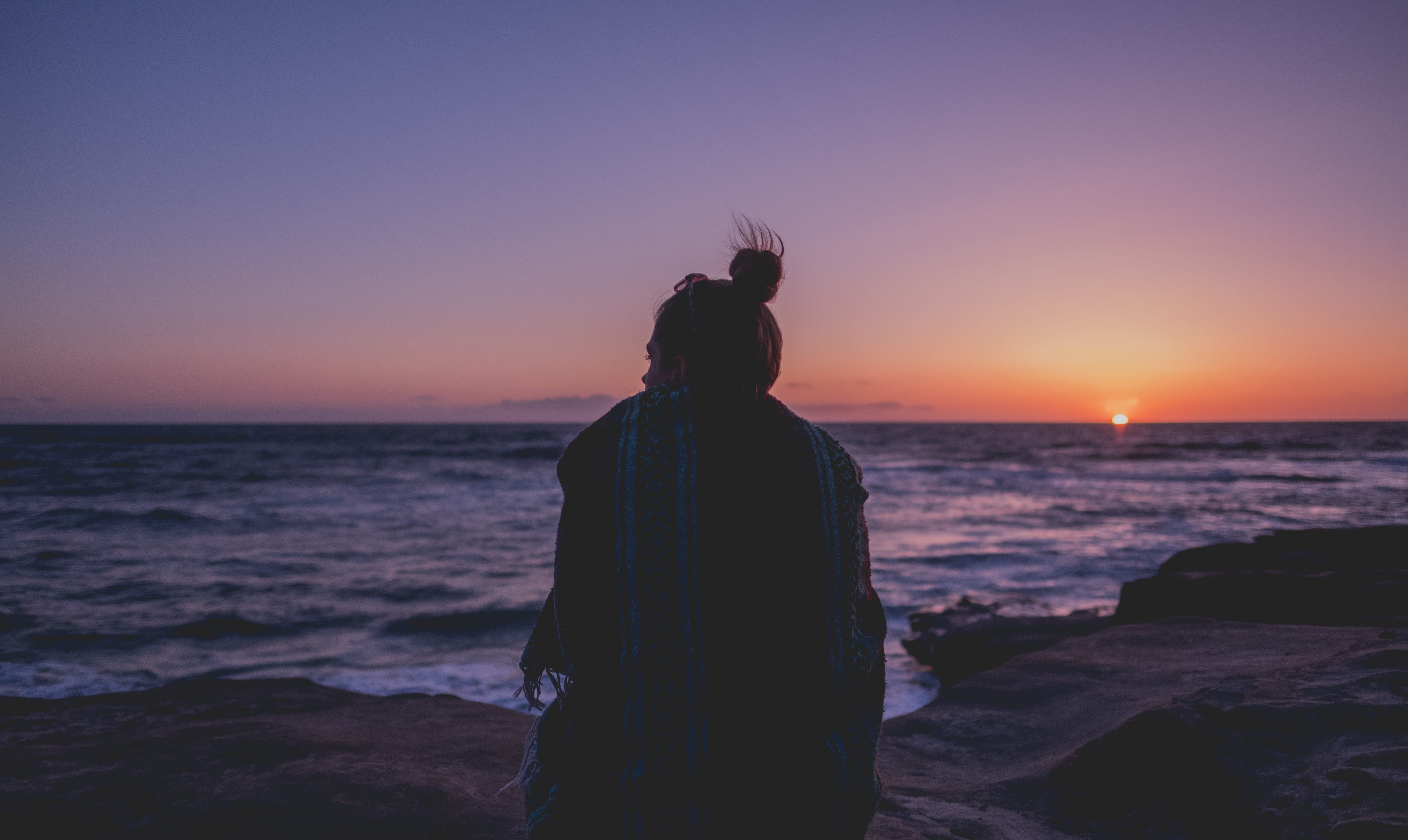 horizon over water, girl, coast, people, standing, ocean, rear view, relax, real people, beach, united states, sea, water, outdoors, leisure activity, beauty in nature, HD Wallpaper
