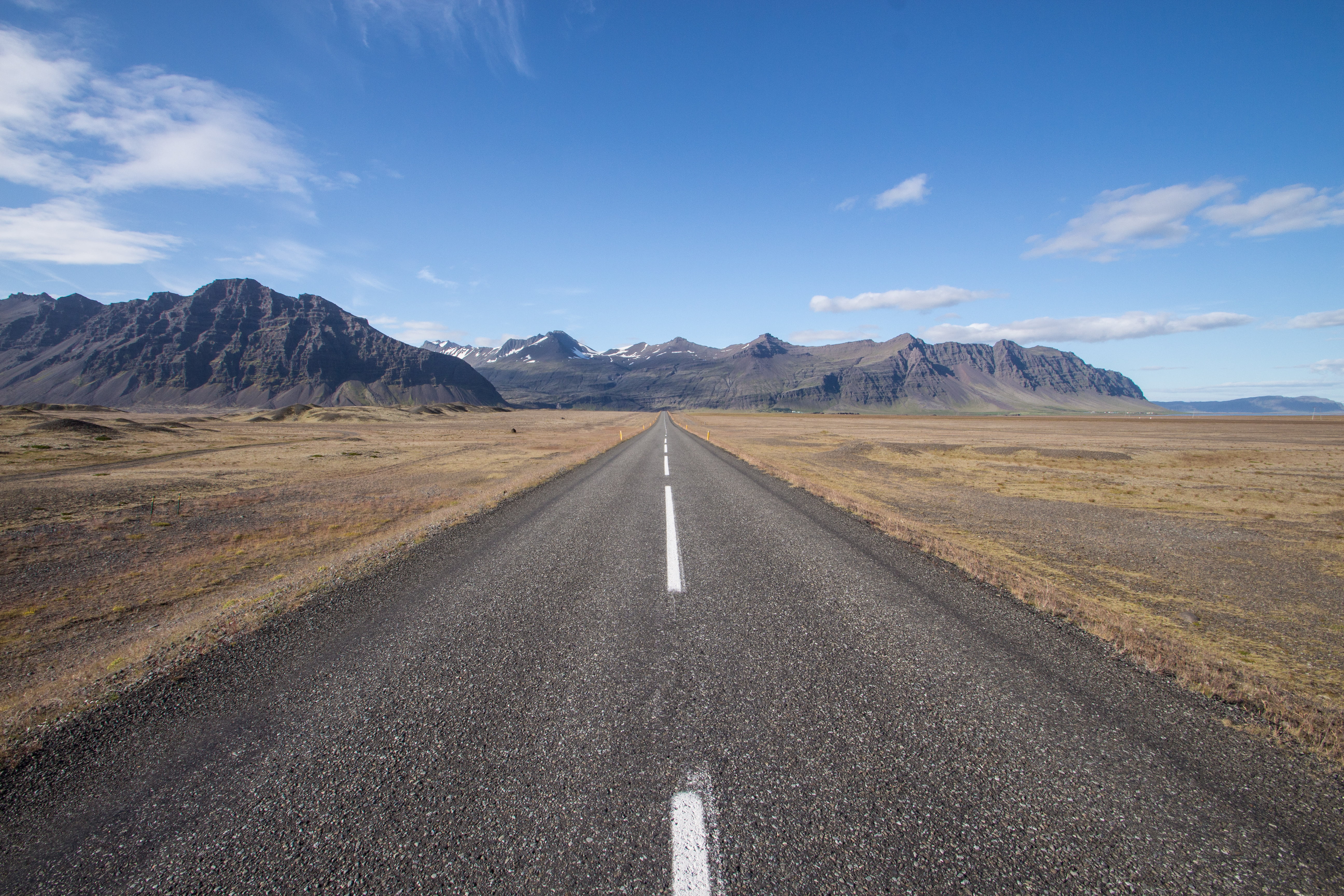 asphalt, scenics, 5K, road  route, journey, desert, Iceland, Road to, travel, nature, road, towards, uSA, empty, mountain, landscape, straightroad, highway, HD Wallpaper