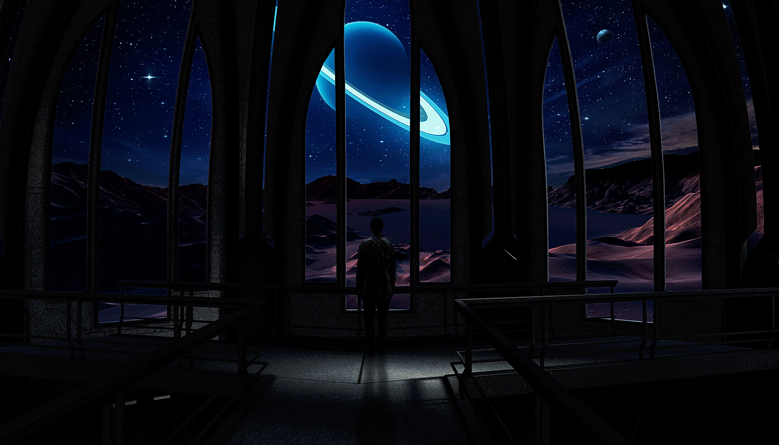 Man with No Name, universe, 2K, Moon, The future, planet, stars, space, HD Wallpaper