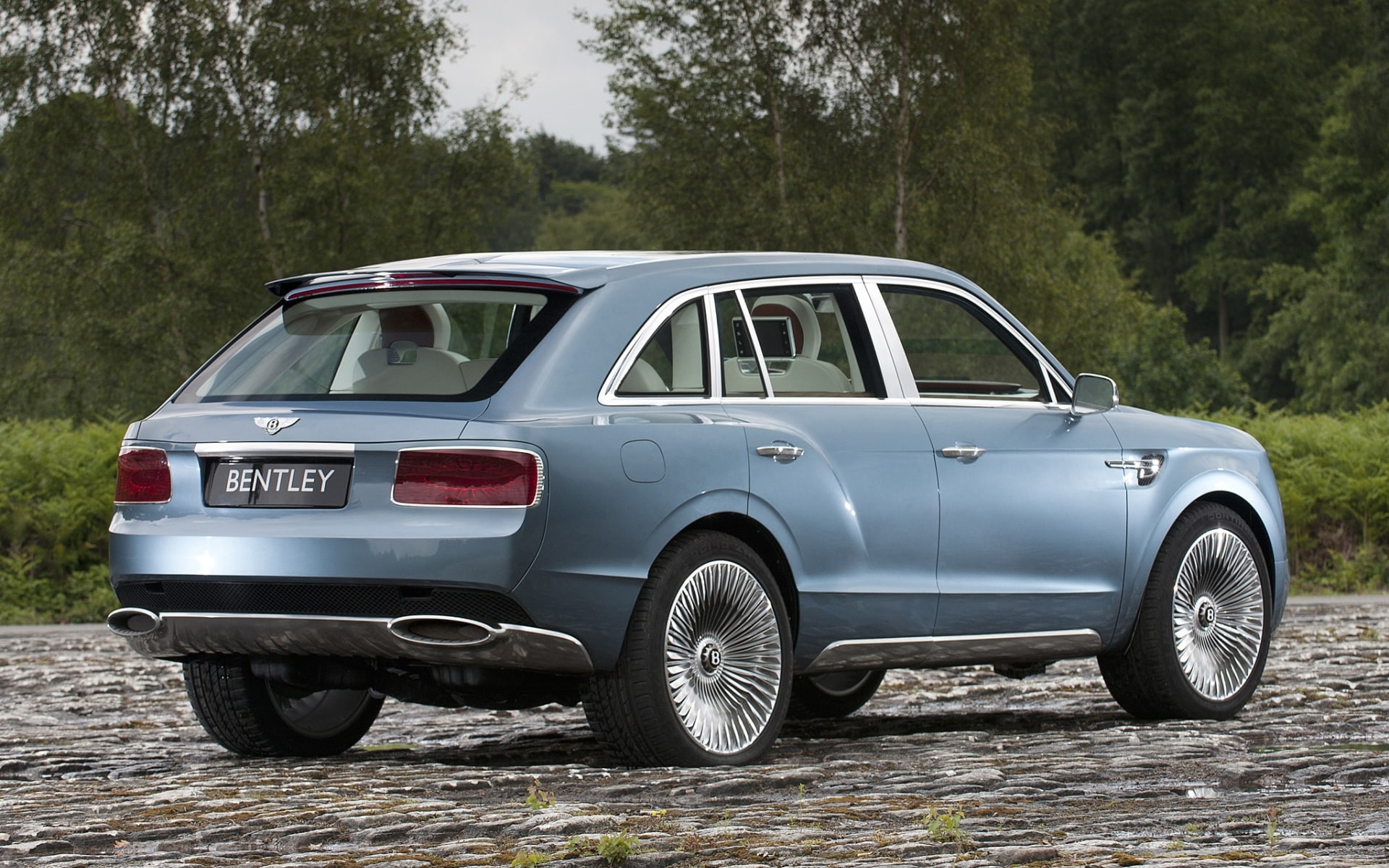 road, Bentley.The concept, jeep, trees, Concept, rear view, EXP 9 F, 1080P, crossover, Bentley, HD Wallpaper