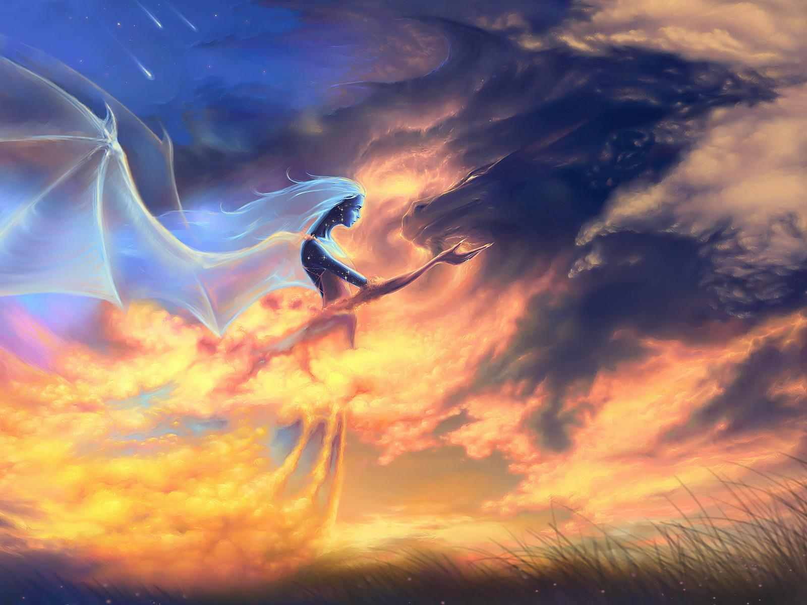 dragon, artistic, hd, 720P, forming, cloud, witch, HD Wallpaper