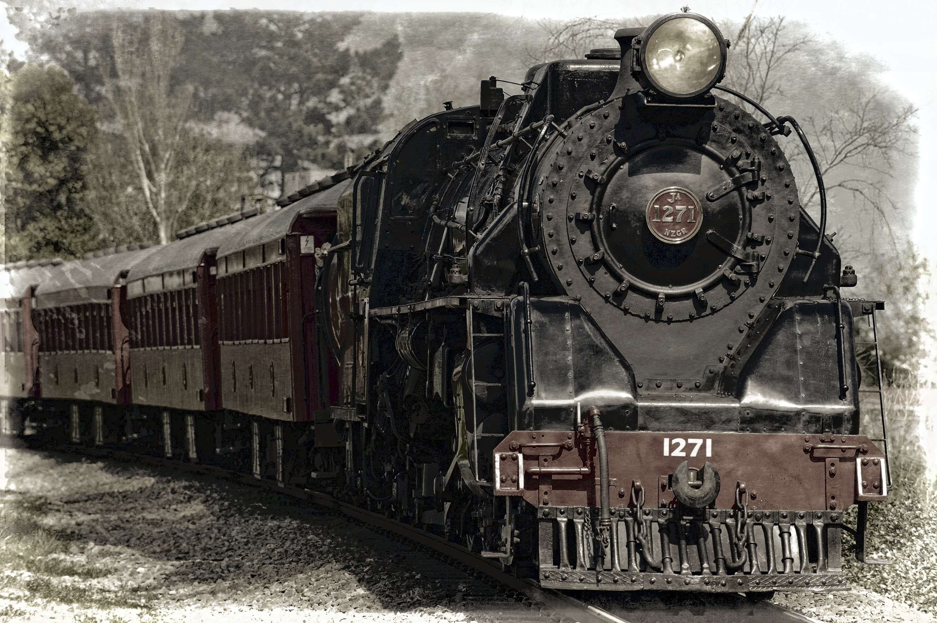 track, the past, train - vehicle, steam train, transportation, day, tracks, retro styled, tree, rail transportation, metal, outdoors, steam locomotive, HD Wallpaper